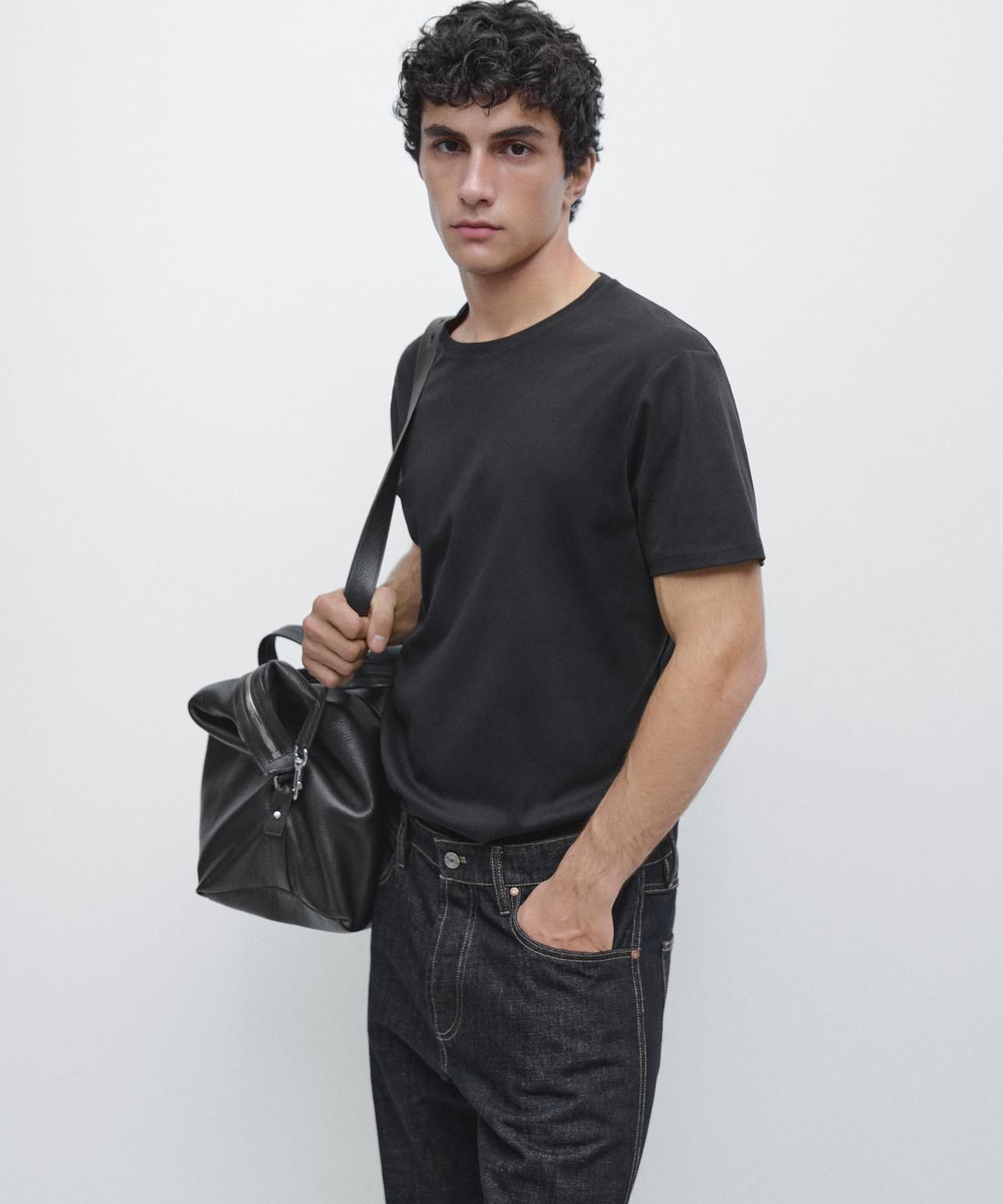 마시모두띠(MASSIMO DUTTI) 100% 머서라이즈 코튼 티셔츠
