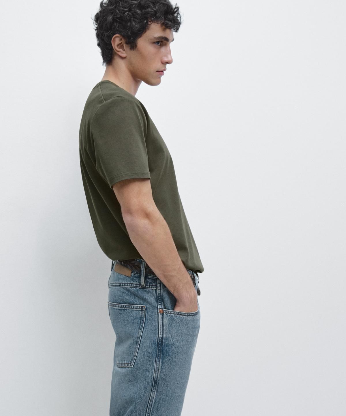 마시모두띠(MASSIMO DUTTI) 100% 머서라이즈 코튼 티셔츠