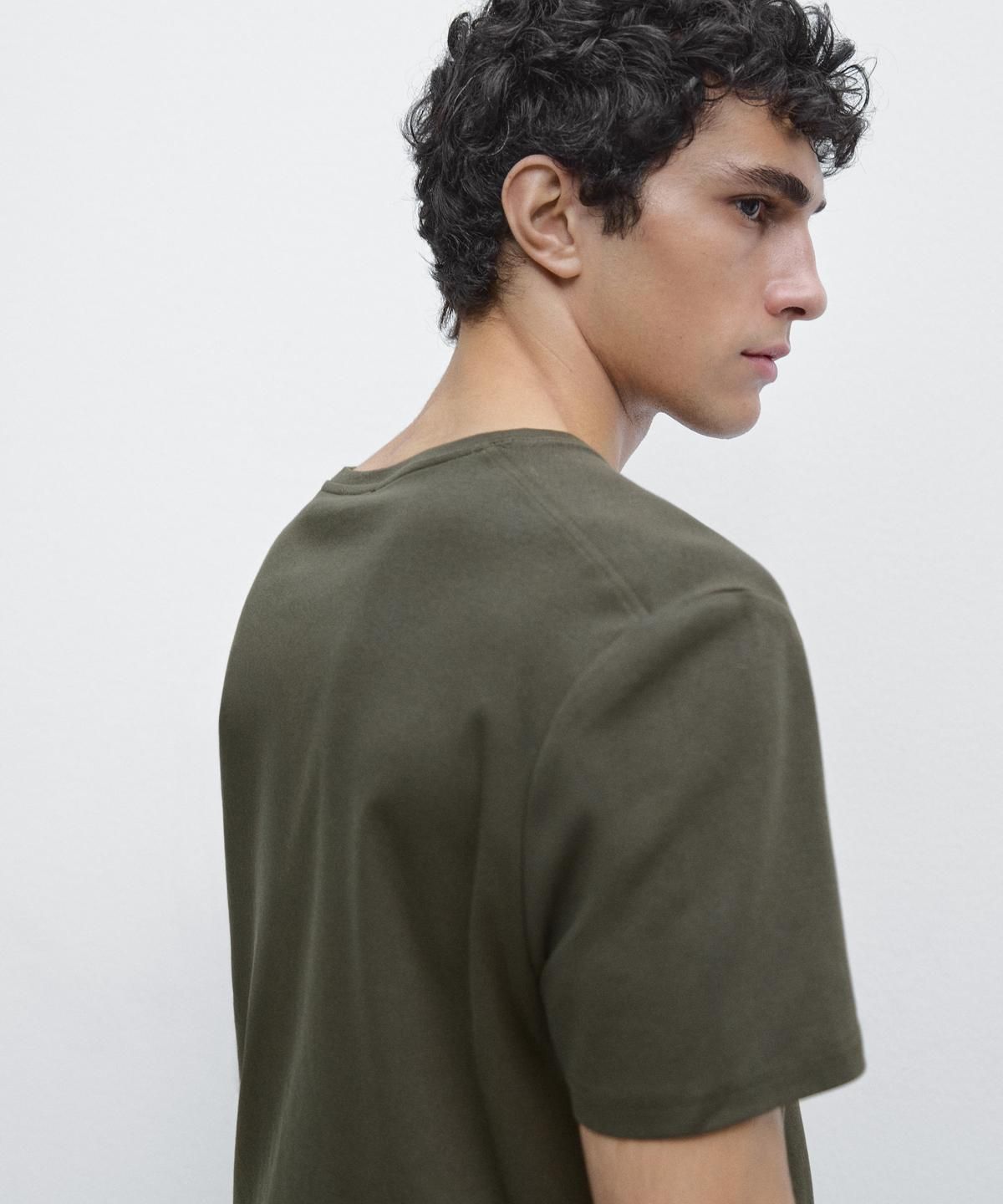 마시모두띠(MASSIMO DUTTI) 100% 머서라이즈 코튼 티셔츠