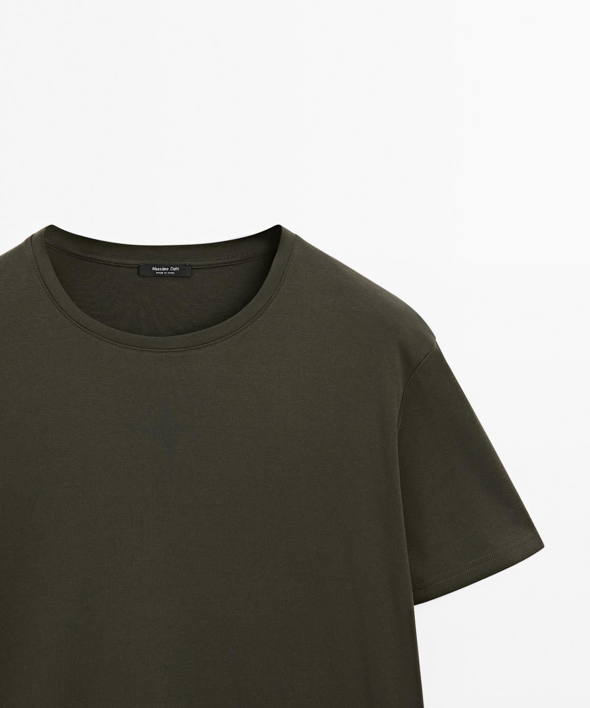 마시모두띠(MASSIMO DUTTI) 100% 머서라이즈 코튼 티셔츠