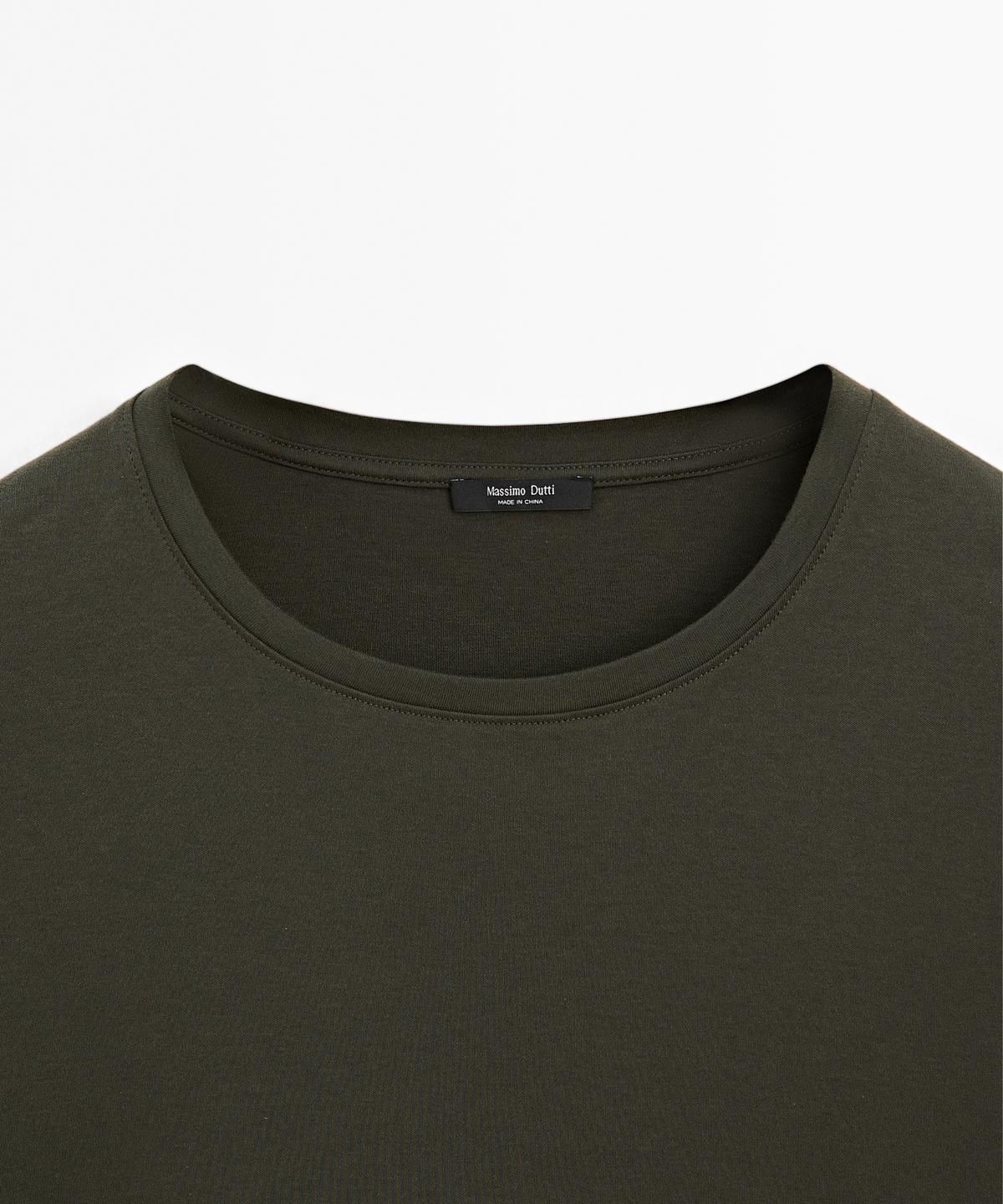 마시모두띠(MASSIMO DUTTI) 100% 머서라이즈 코튼 티셔츠
