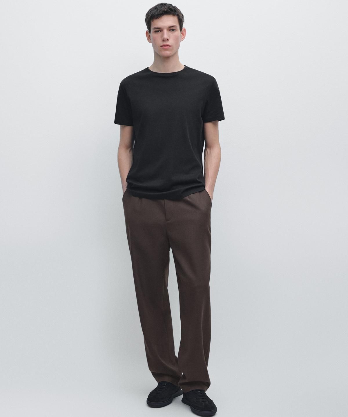 마시모두띠(MASSIMO DUTTI) 100% 머서라이즈 코튼 티셔츠