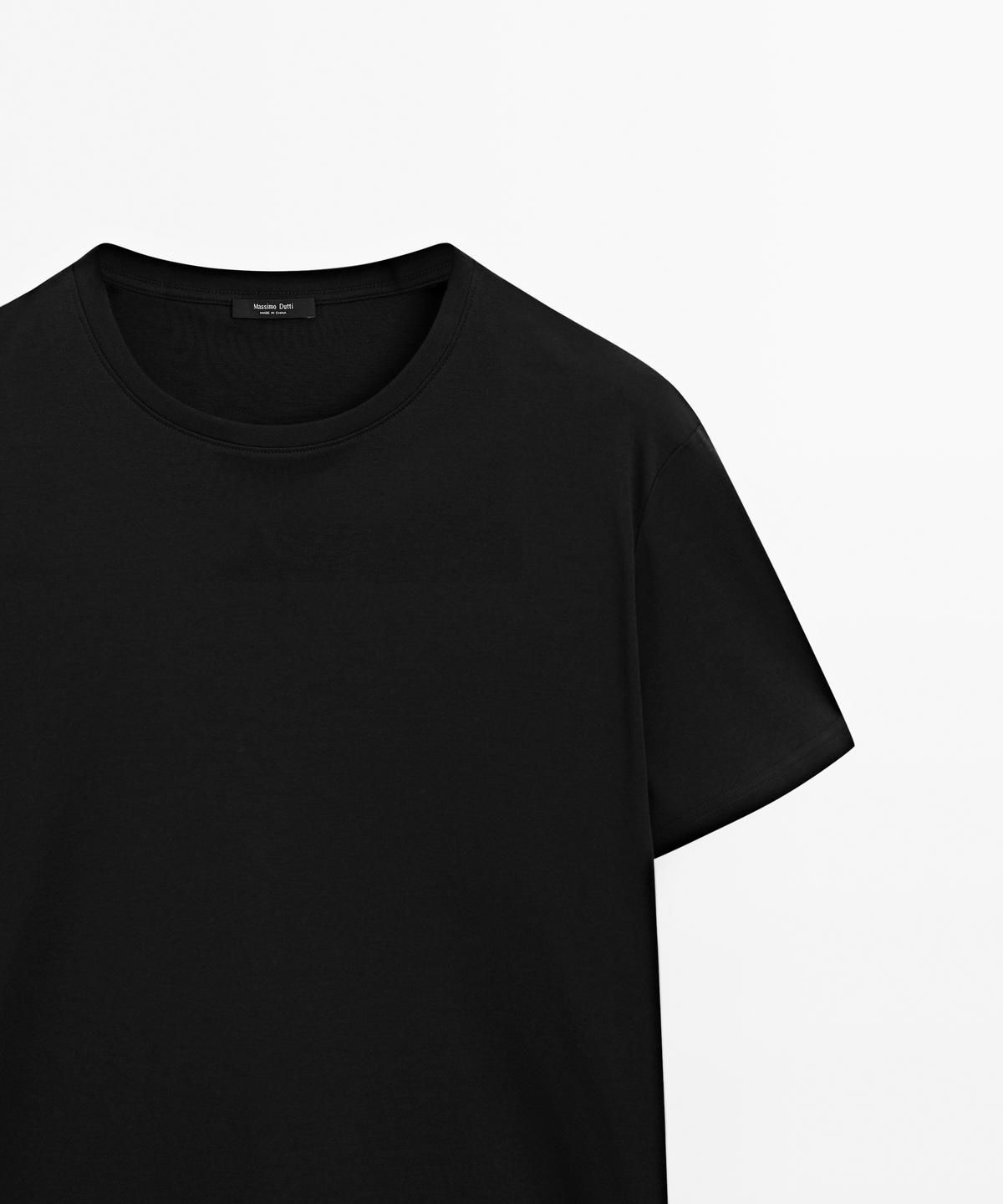 마시모두띠(MASSIMO DUTTI) 100% 머서라이즈 코튼 티셔츠
