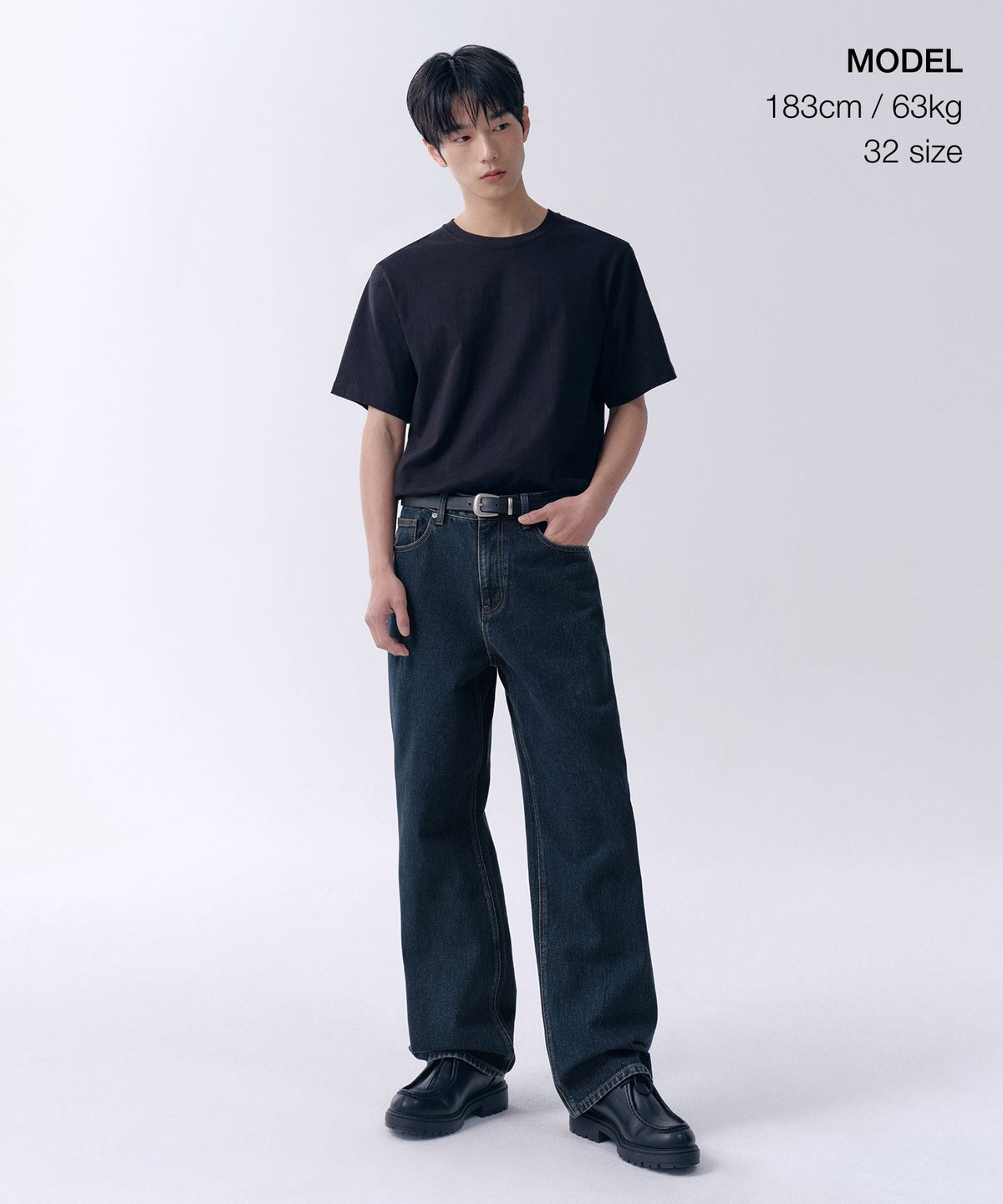 무신사 스탠다드(MUSINSA STANDARD) 와이드 데님 팬츠 [다크 블루]
