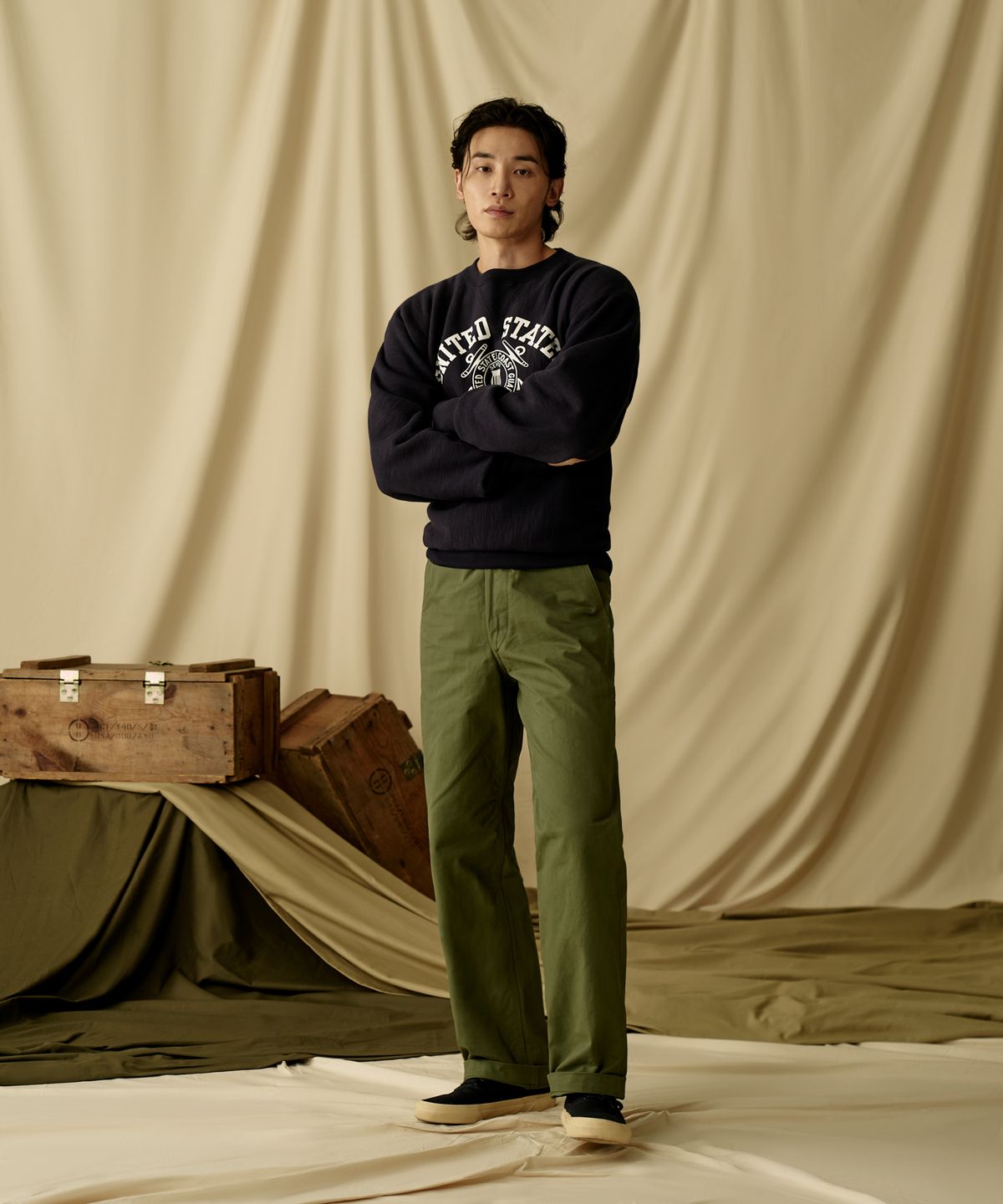 브론슨(BRONSON) 21 oz USCG Reverse Weave Sweatshirt Navy