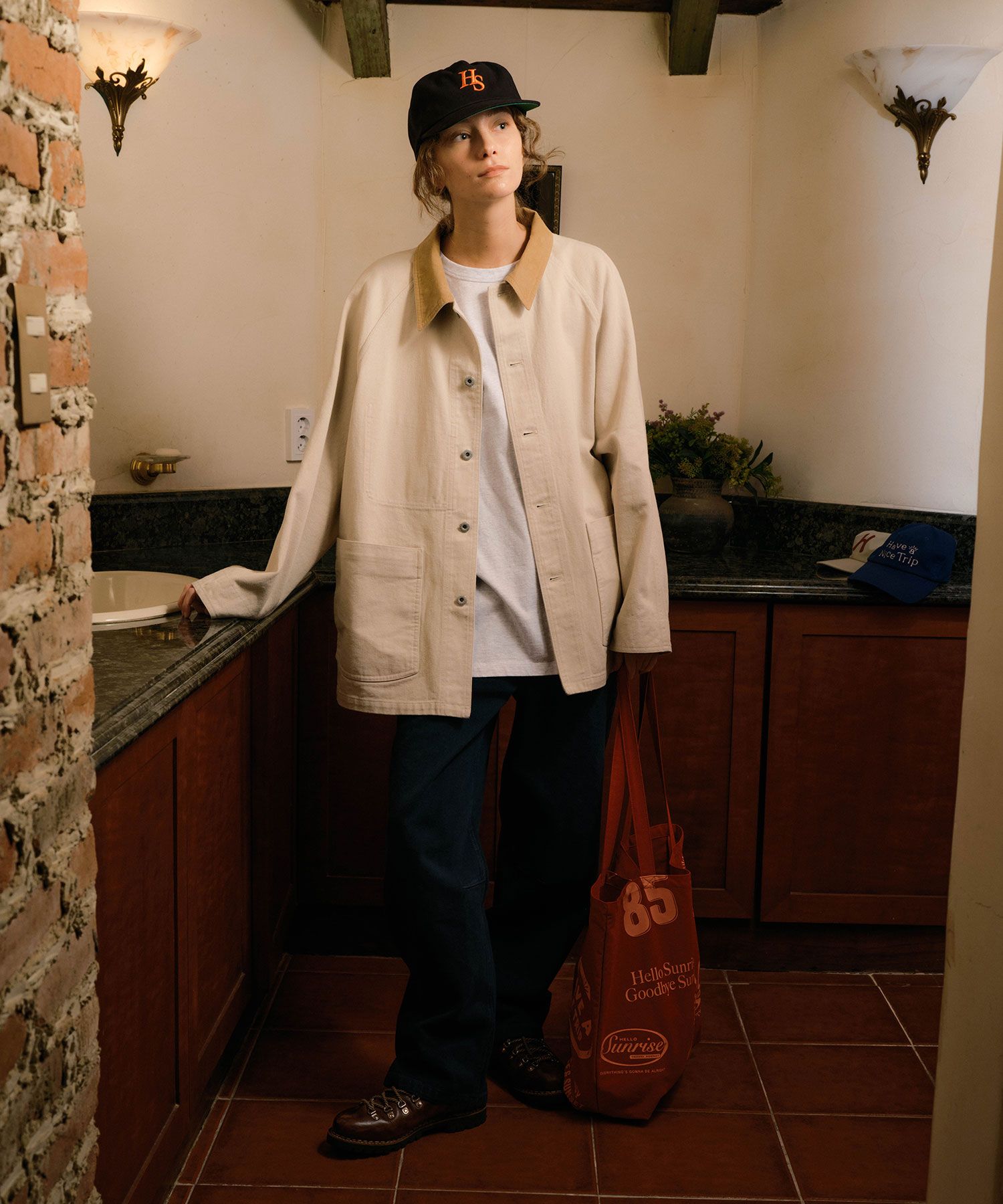 【HELLO SUNRISE】 HS Graphic Cotton Bag / 追跡付 MUSINSA | HELLO SUNRISE HS Graphic Cotton Bag_Navy