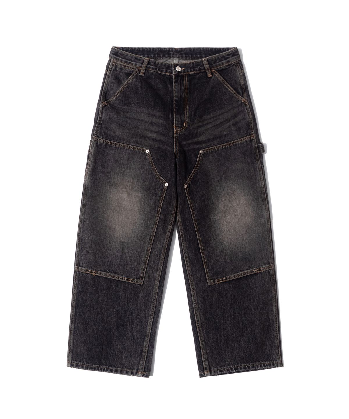 큐티에잇 가먼츠(QT8 GARMENTS) TL Double Knee Washed Pants (Non-Painted Black)