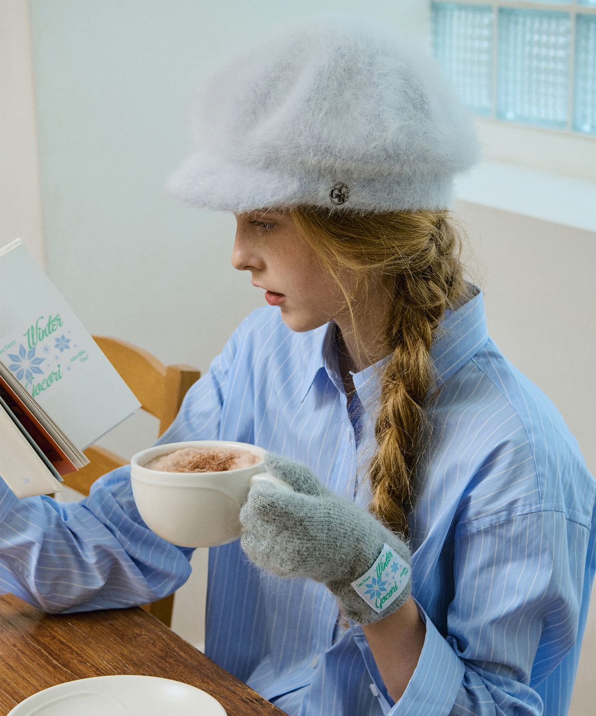 고코리(GOCORI) Fluffy Newsboy Cap 뉴스보이캡 베레모