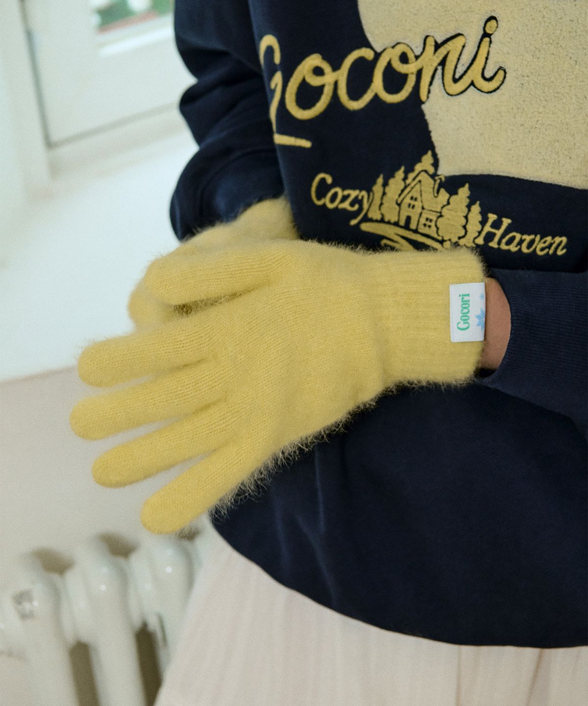 고코리(GOCORI) Snowflake Short Knit Gloves - 5colors 핑거홀 장갑
