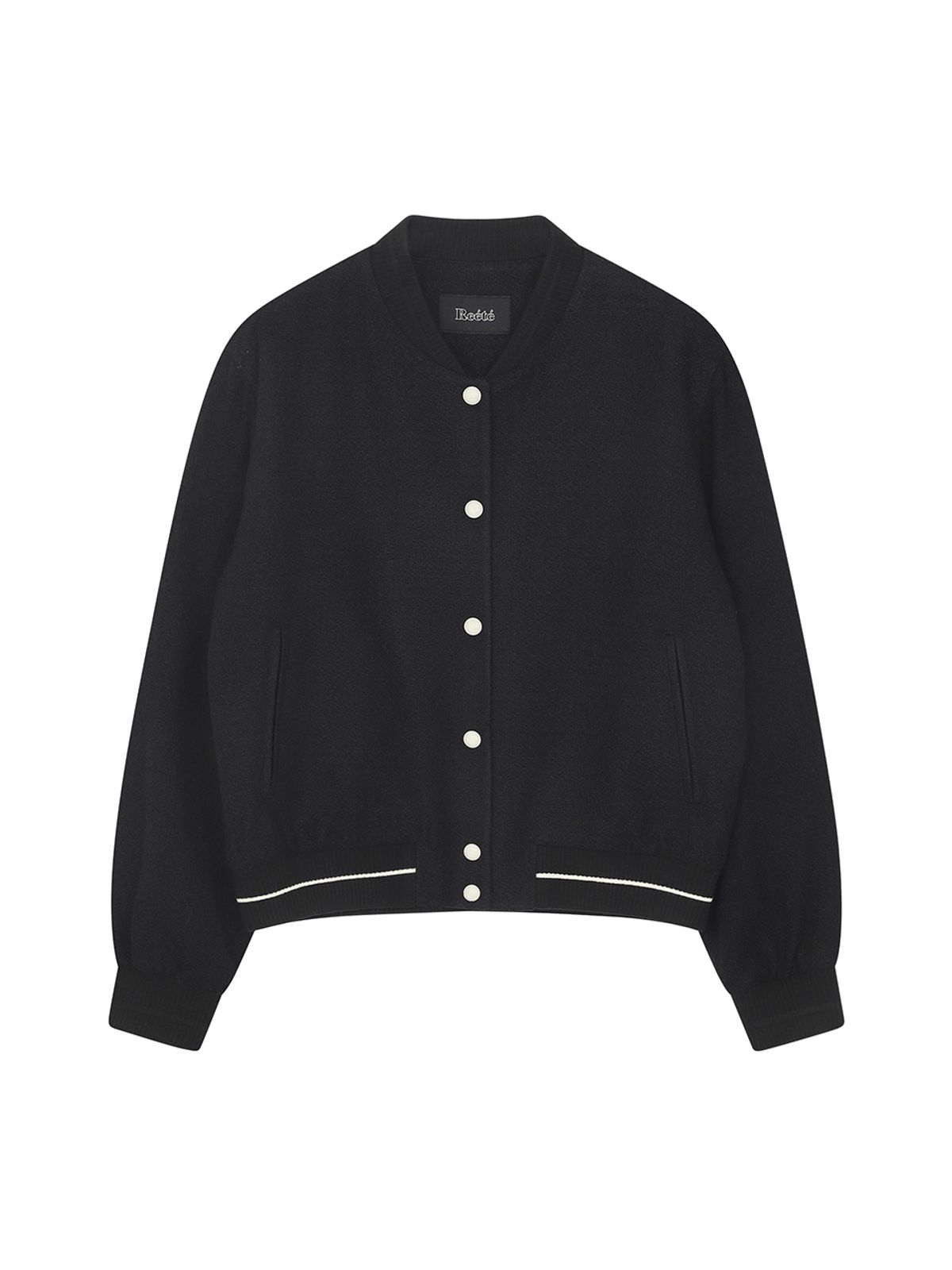 리에떼(REETE) back embroidered snap button tweed jumper- U1F41WJP020