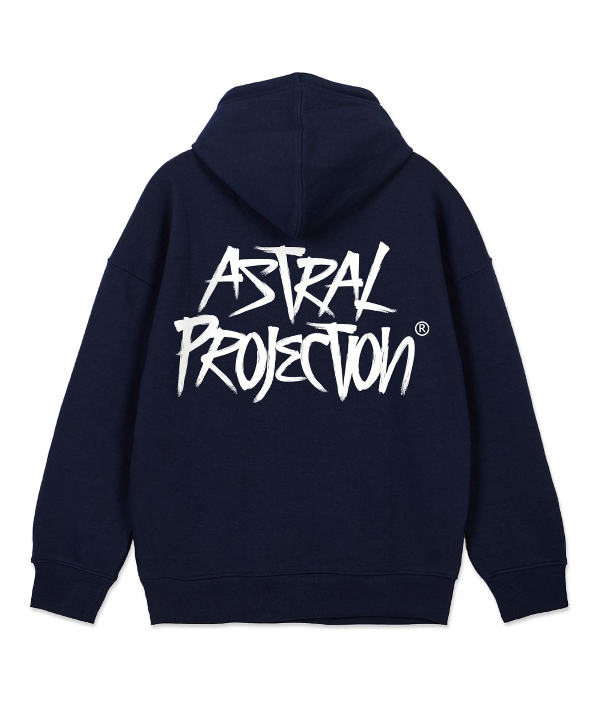 아스트랄 프로젝션(ASTRAL PROJECTION) 그래피티 레터링 와이드 숄더 후디[논기모]_네이비