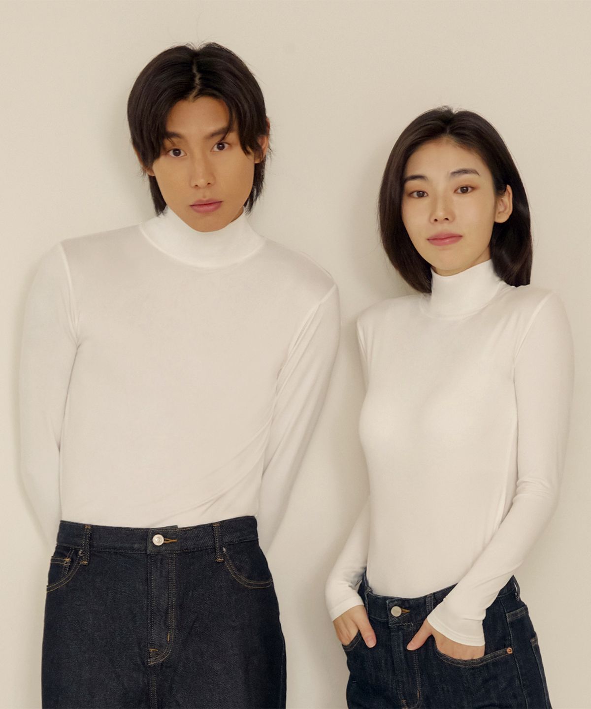 마른파이브(MARN5) 히트터치 터틀넥 반폴라 모크넥 티셔츠_4colors