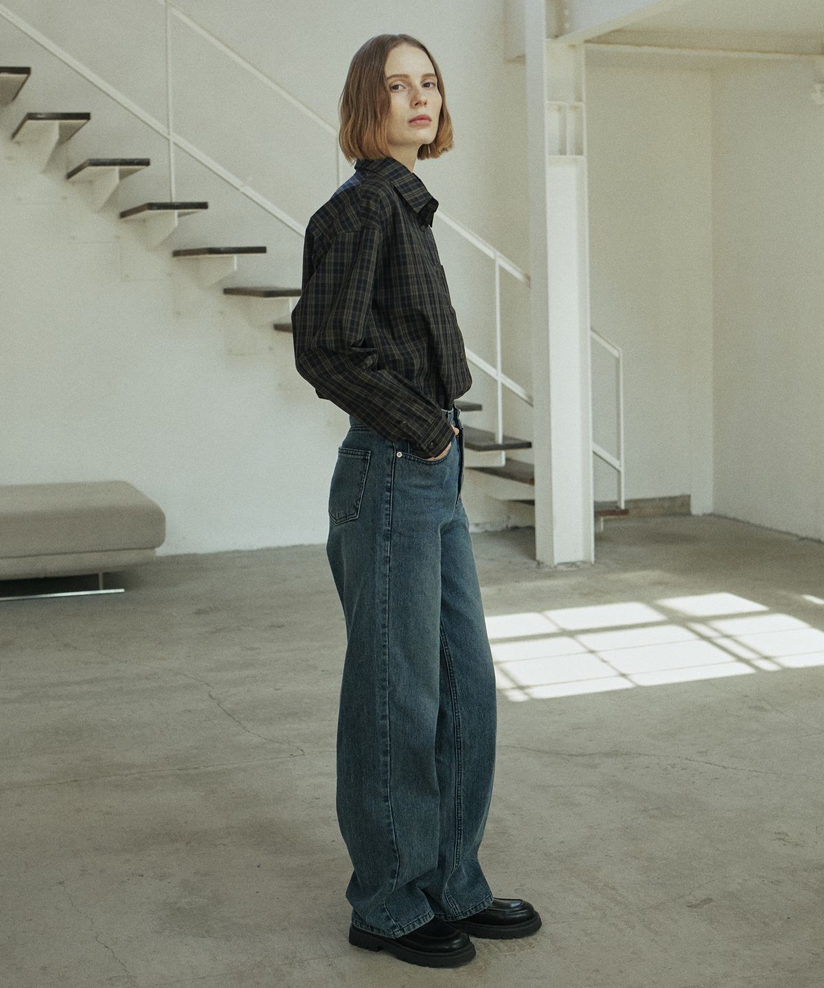 엽페(YUPPE) DENIM CORDUROY PANTS_BLUE