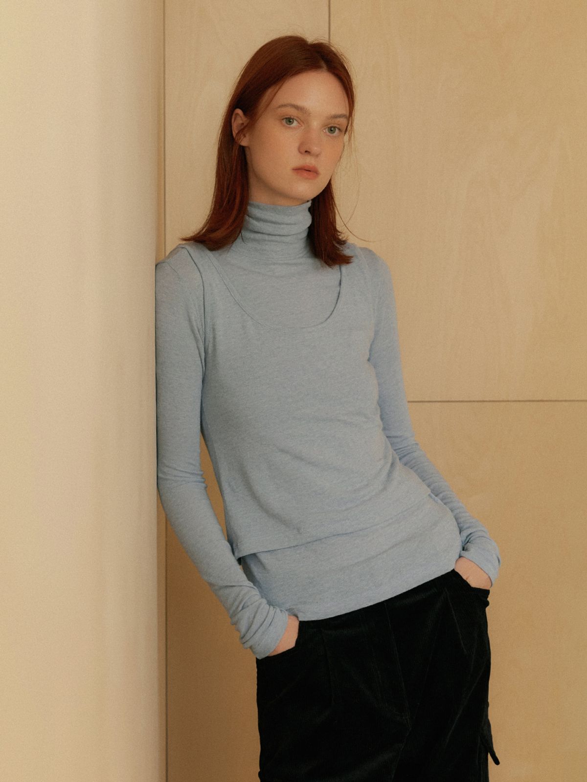 헌치(HUNCH) Sleeveless & turtleneck layering t-shirt (3color)