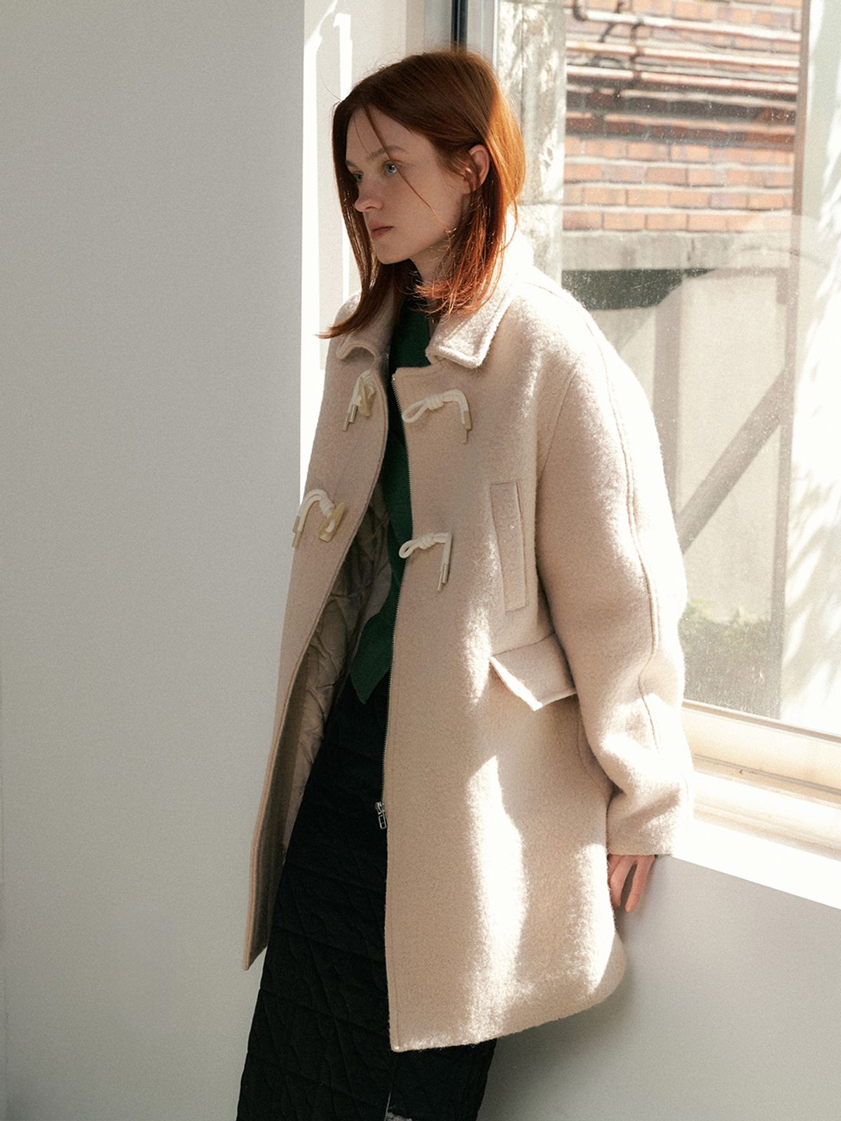 헌치(HUNCH) Toggle button boucle half coat (2color)