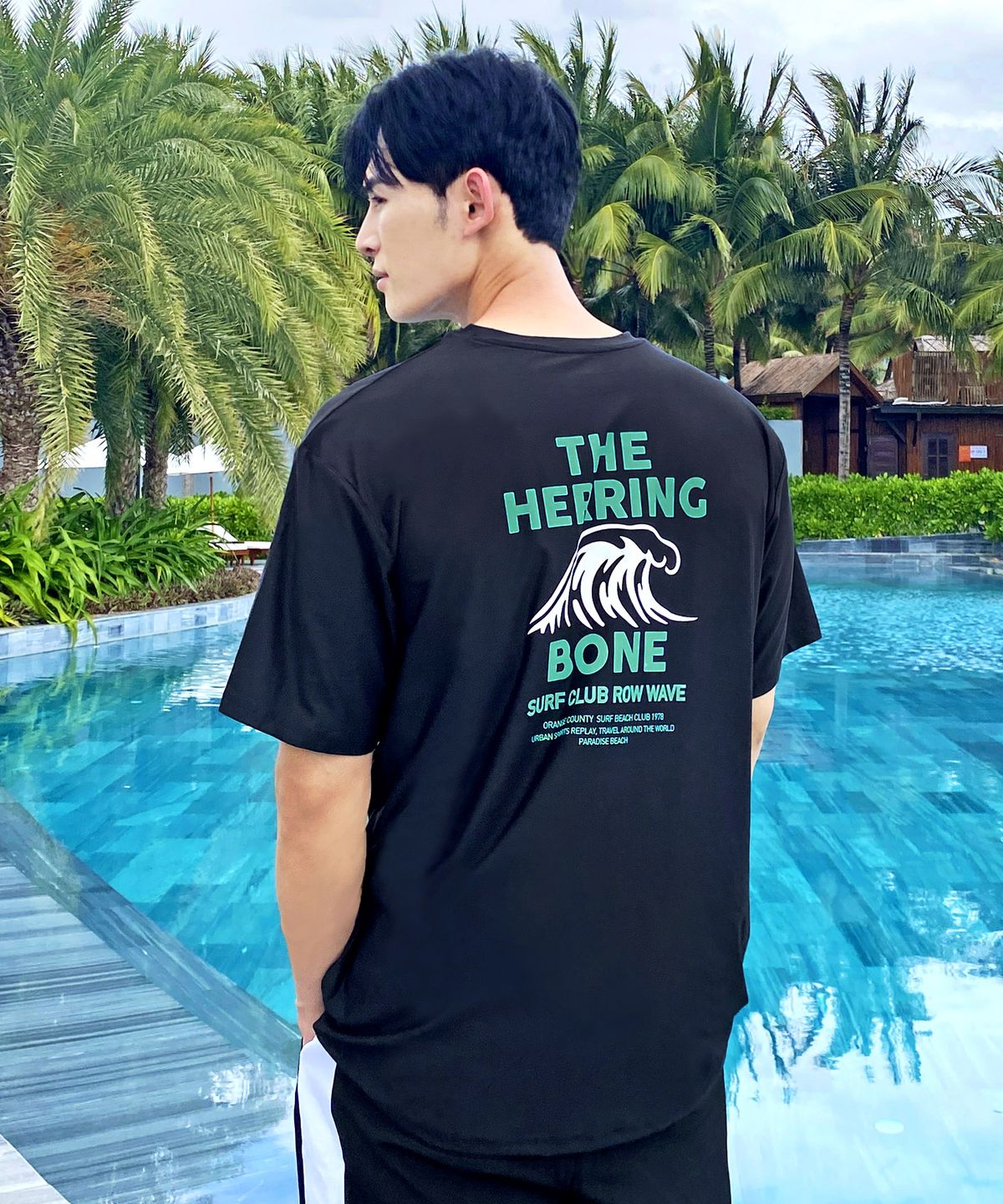 헤링본(HERRINGBONE) 남자 숏 슬리브 루즈핏 쿨링 래쉬가드 (2color) / RH367M