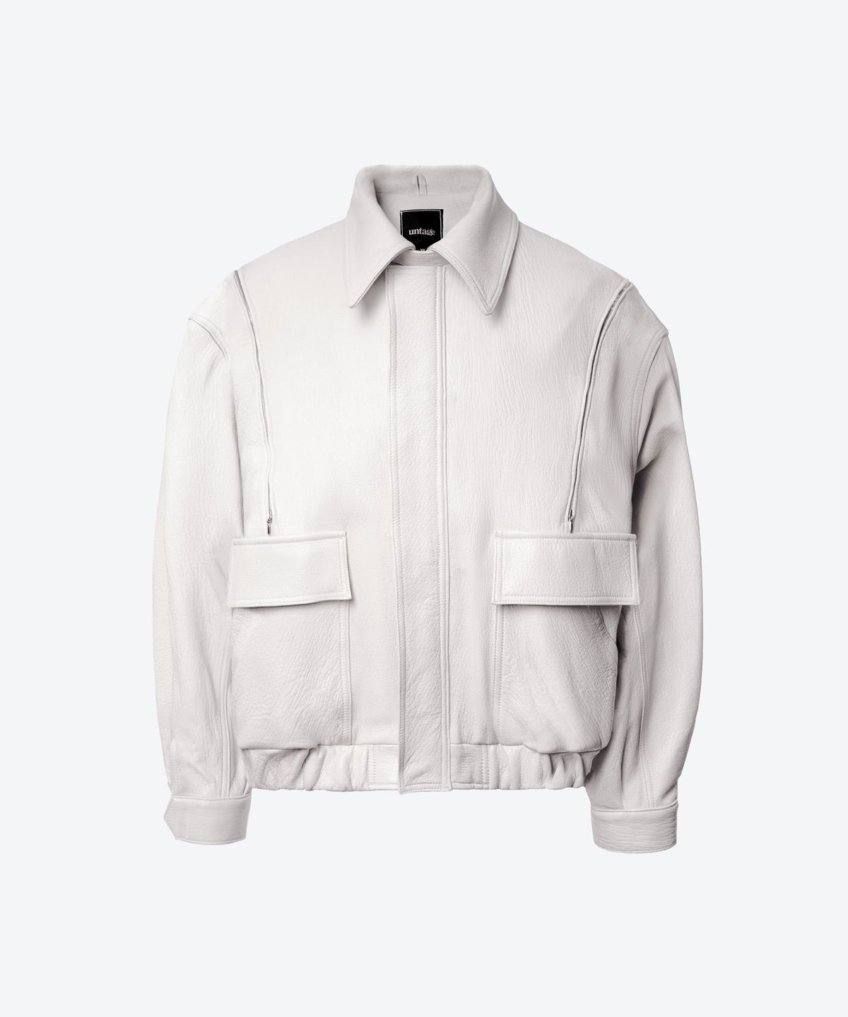 언티지(UNTAGE) 가죽 보머 자켓[White(UNISEX)]_UTH-FR06