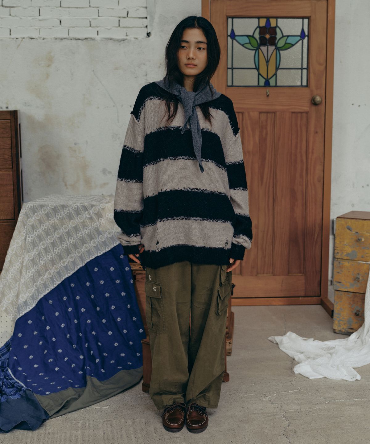 프리터(FRITUR) Stripe Knit Black_F243KN05
