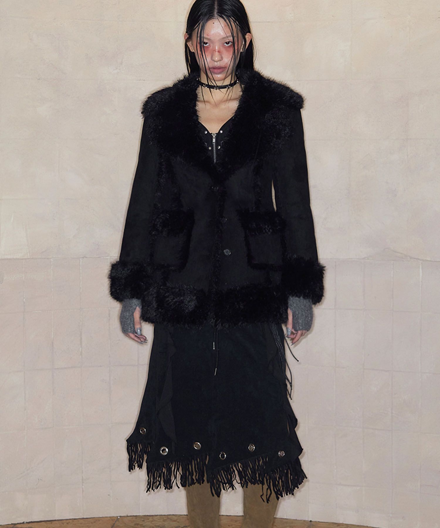 【NOT KNOWING】 Hourglass Mouton Fur Coat /追跡付 MUSINSA | NOTKNOWING Hourglass Mouton Fur Coat (BLACK)