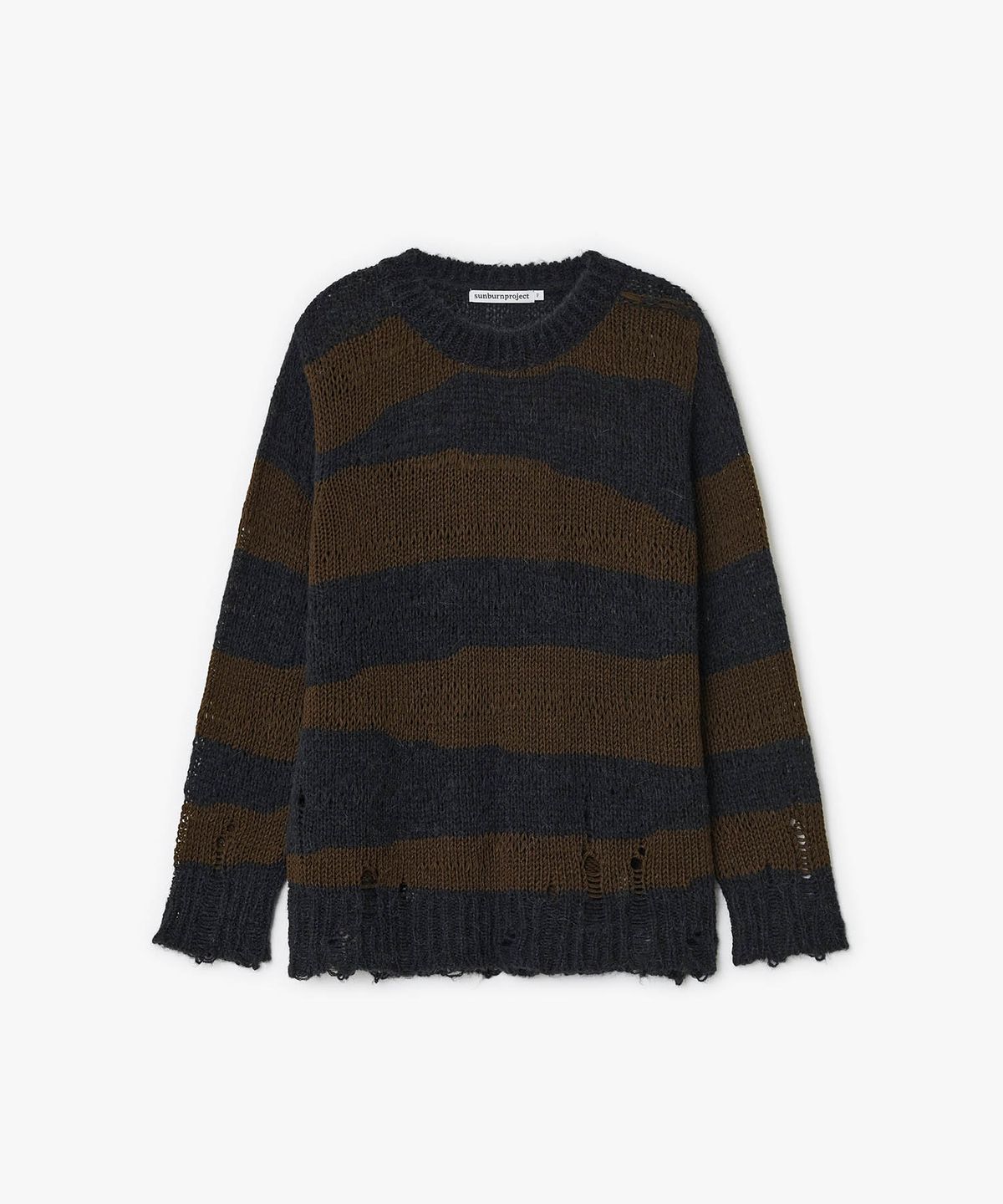 썬번프로젝트(SUNBURNPROJECT) Damaged Color Block Knit, BLACK
