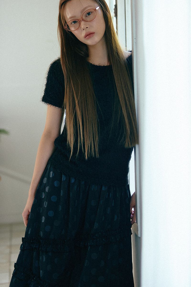 ★eessay★DOT CANCAN SKIRT - GRAY★正規品/韓国送料込 eessay] DOT CANCAN SKIRT - GRAY 正規品 韓国ブランド 韓国通販