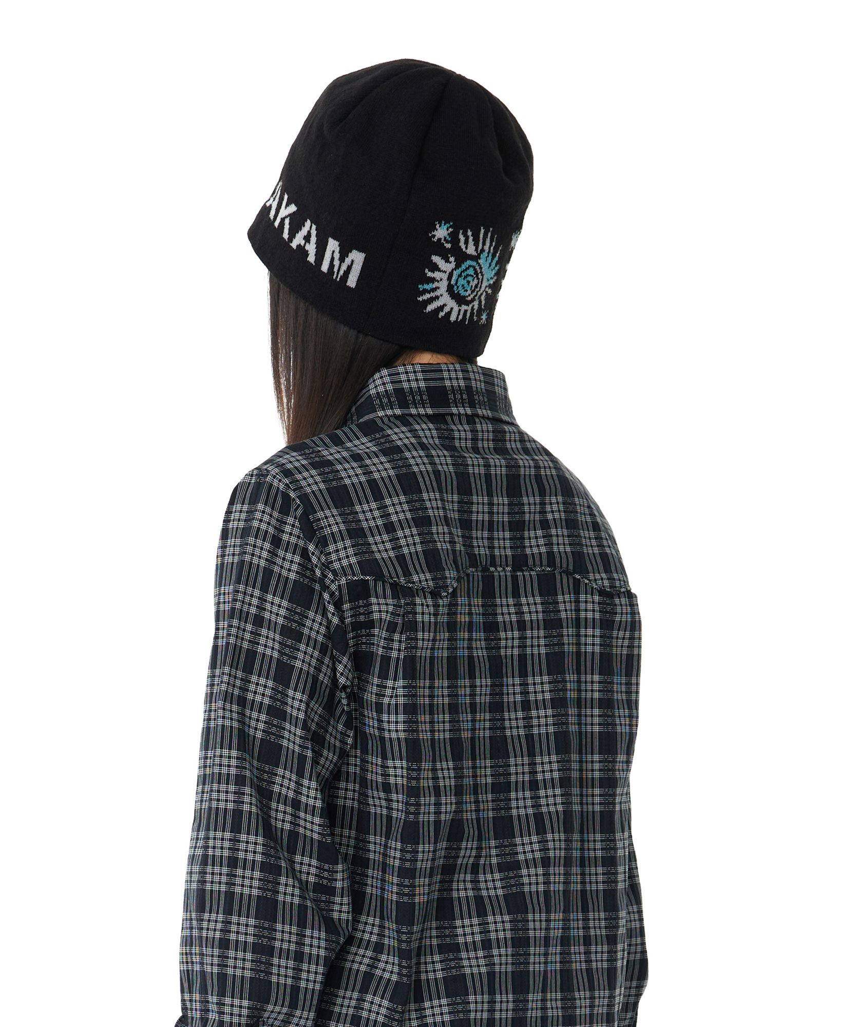 MUSINSA | AAKAM Small Sun Jacquard Beanie (Black)