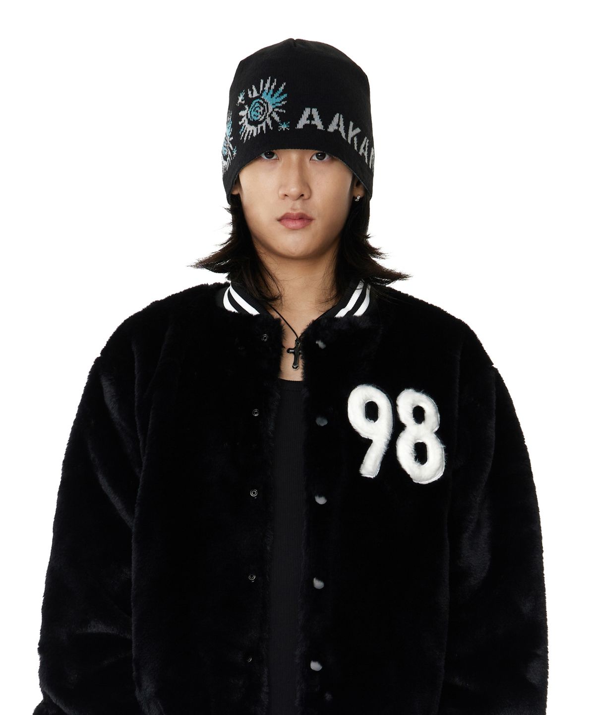 아캄(AAKAM) Small Sun Jacquard Beanie (Black)
