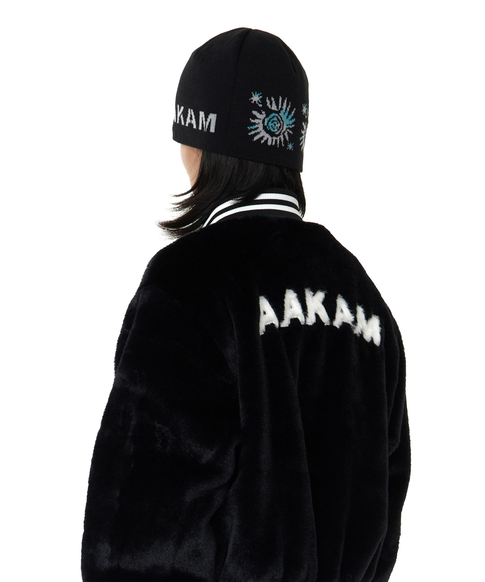 MUSINSA | AAKAM Small Sun Jacquard Beanie (Black)