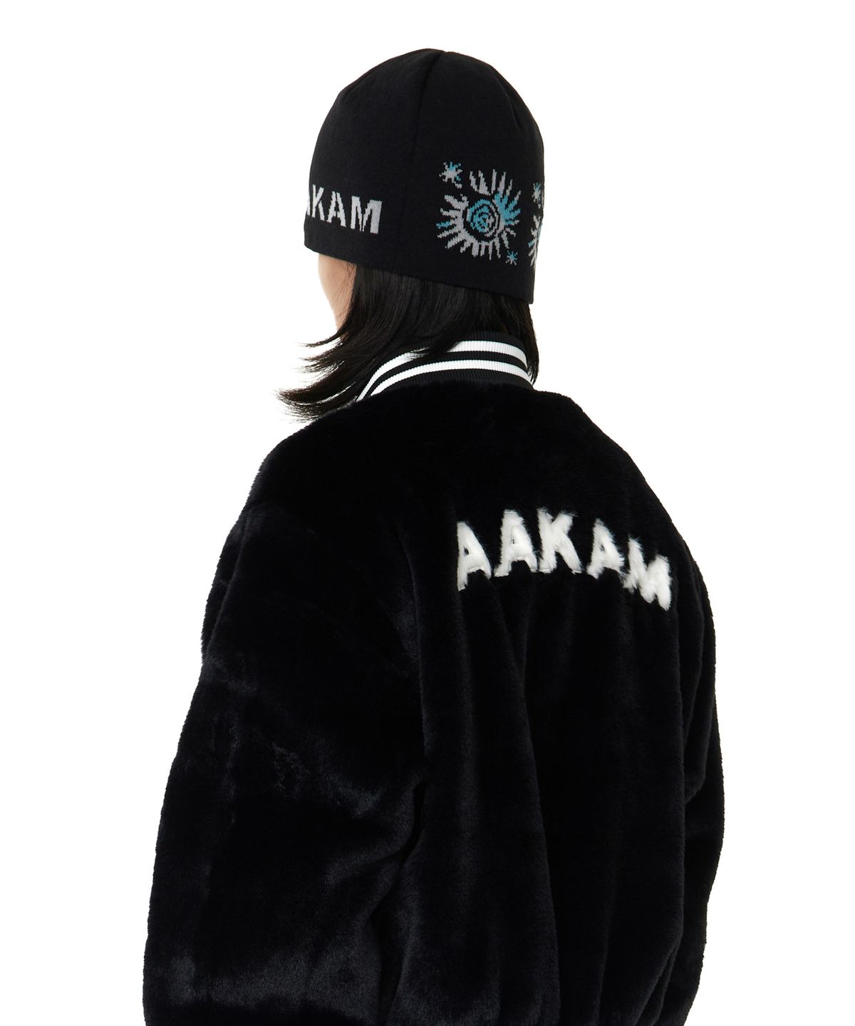 아캄(AAKAM) Small Sun Jacquard Beanie (Black)