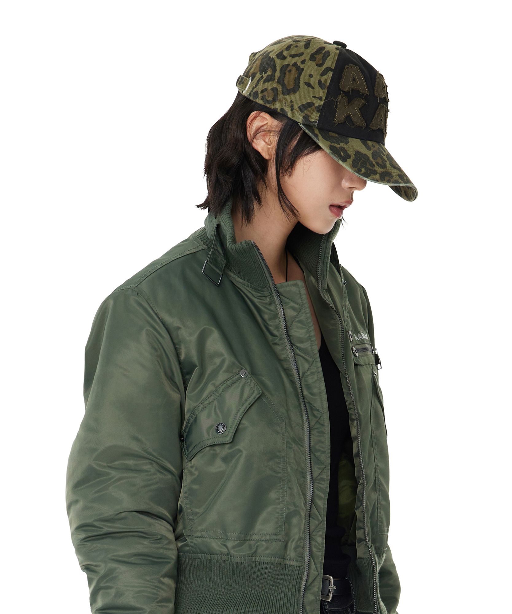 MUSINSA公式 | AAKAM Leopard Patch Cotton Ball Cap (Khaki)