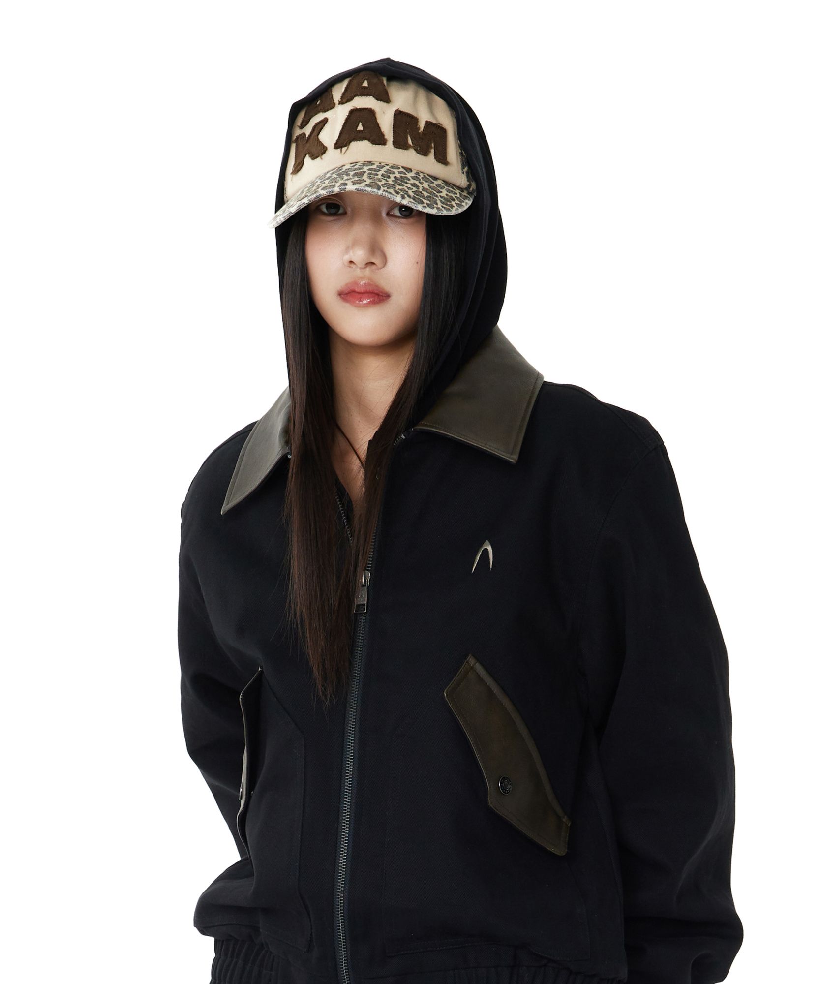 MUSINSA | AAKAM Leopard Patch Cotton Ball Cap (Brown)