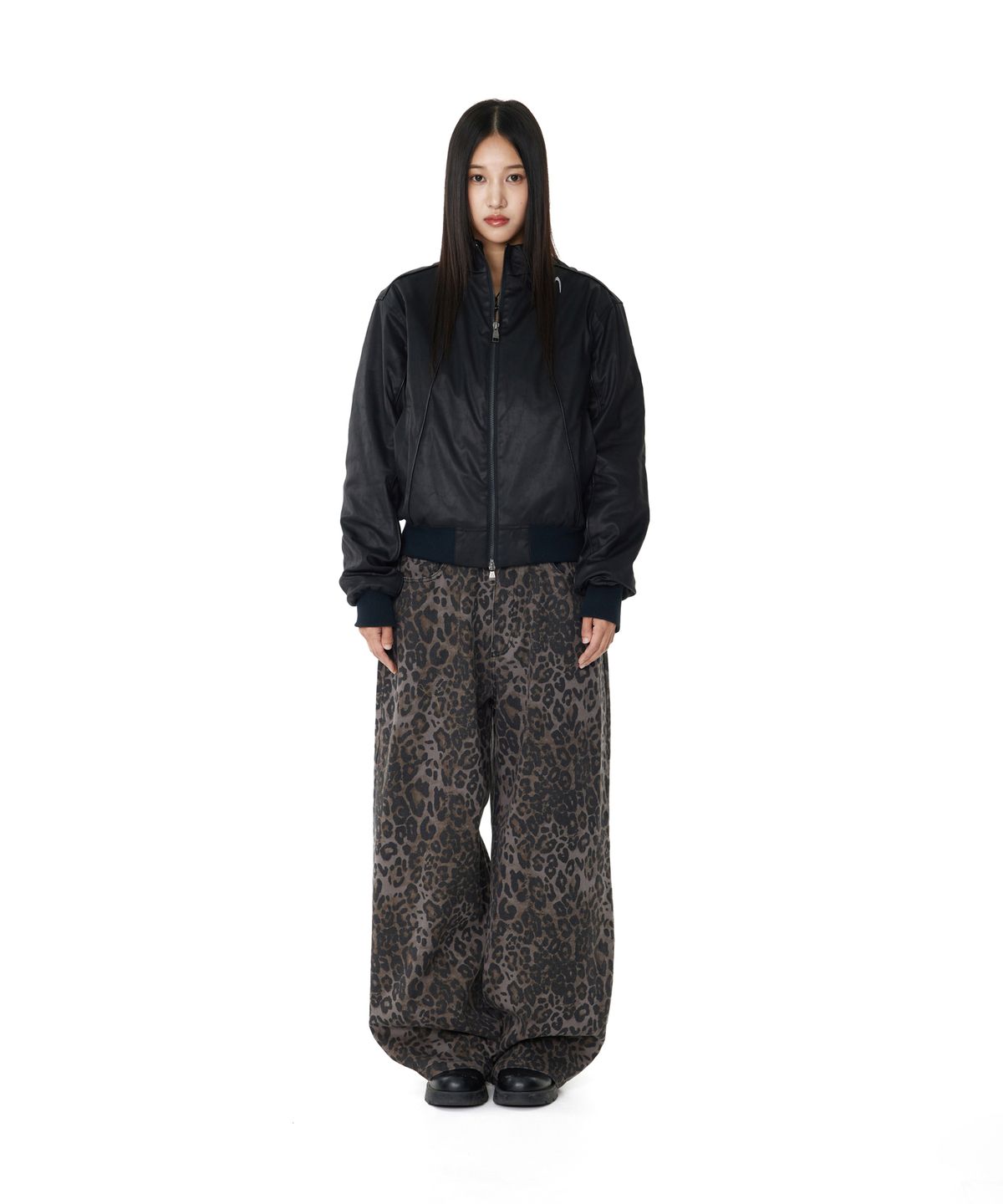 아캄(AAKAM) Leopard Pattern Cotton Pants (Purple)