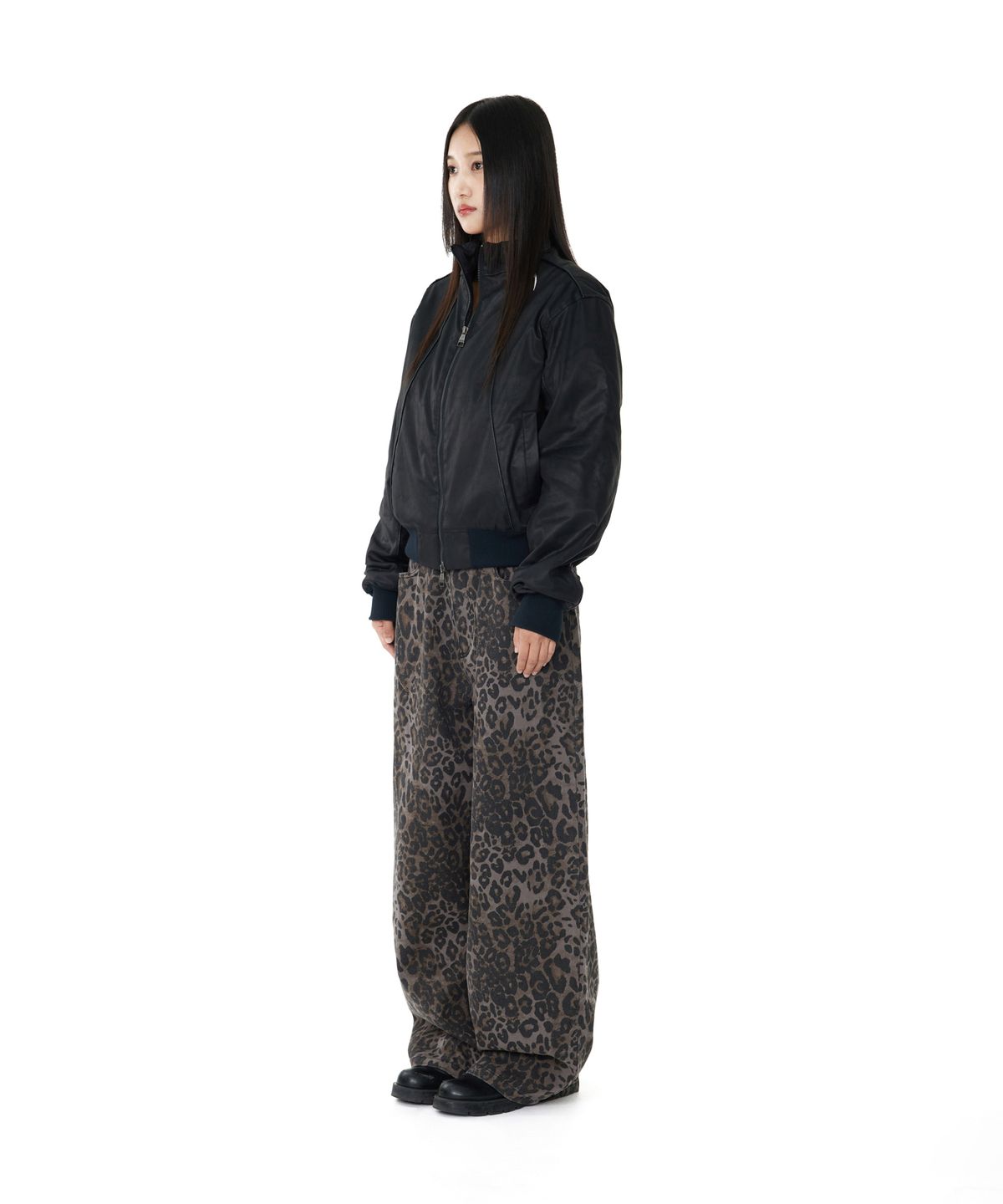 아캄(AAKAM) Leopard Pattern Cotton Pants (Purple)