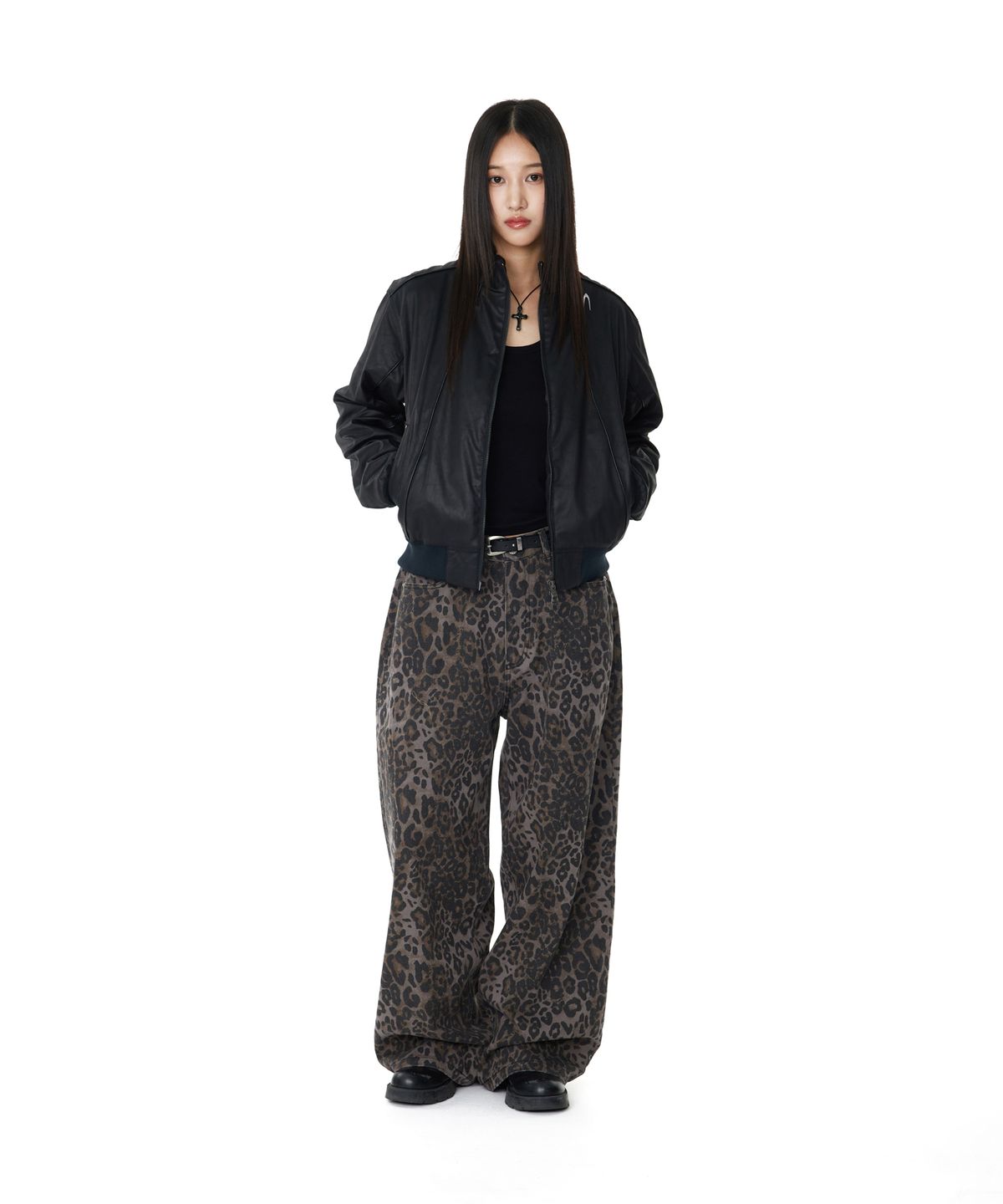아캄(AAKAM) Leopard Pattern Cotton Pants (Purple)