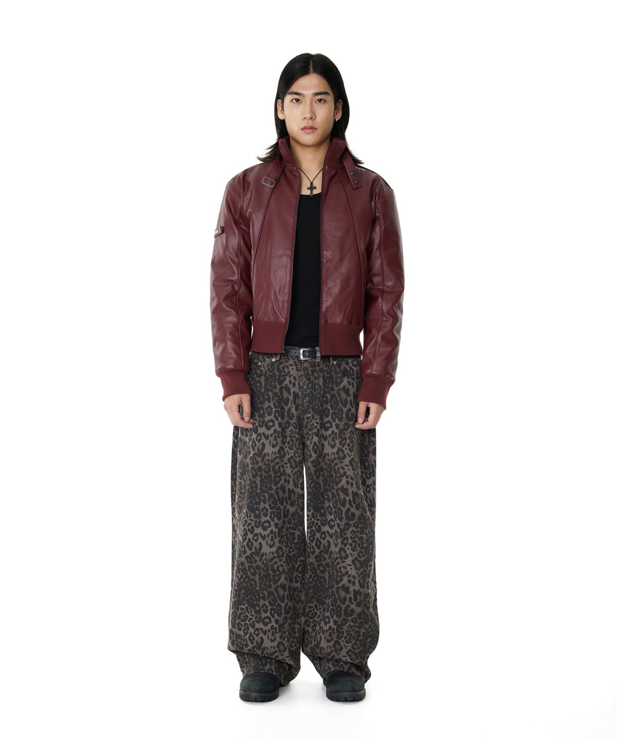 아캄(AAKAM) Leopard Pattern Cotton Pants (Purple)