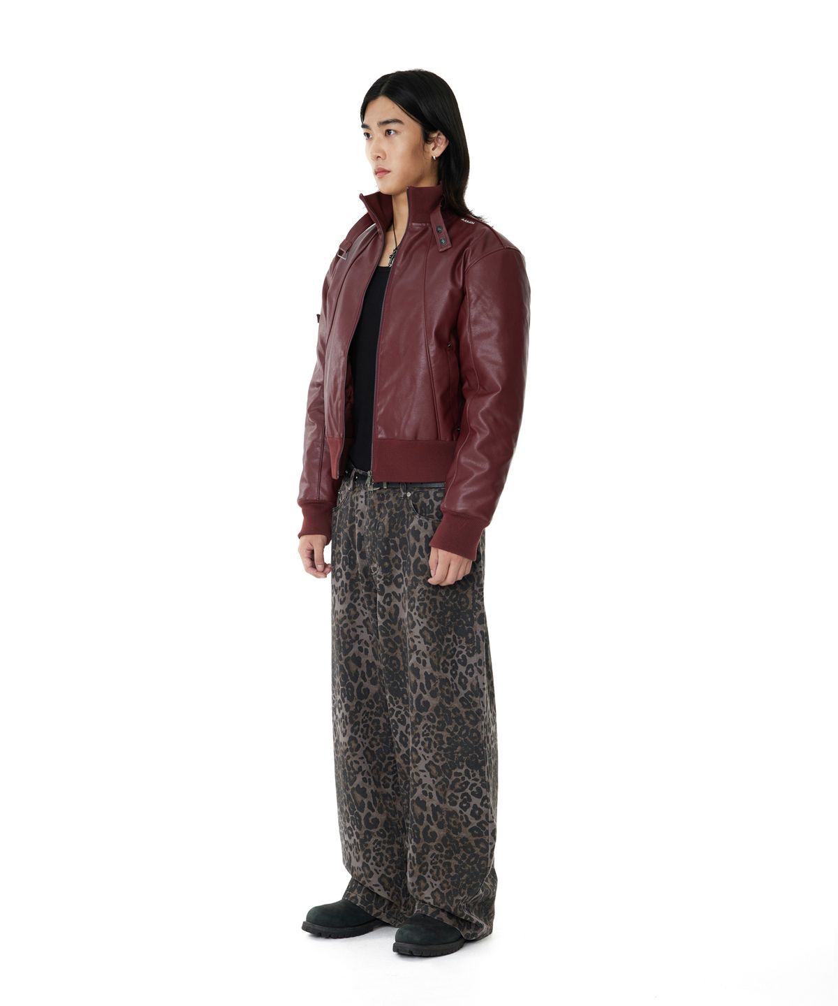 아캄(AAKAM) Leopard Pattern Cotton Pants (Purple)