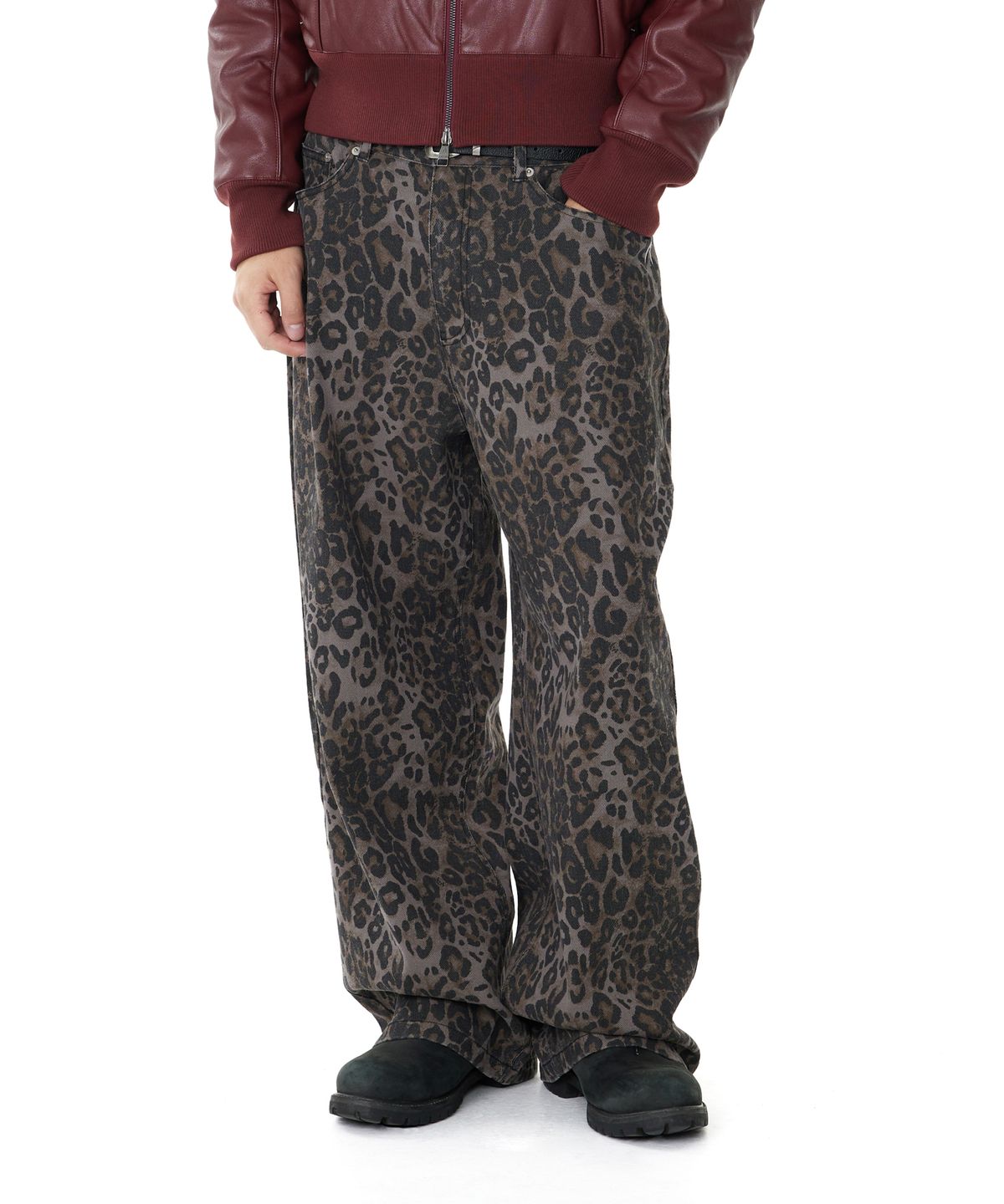 아캄(AAKAM) Leopard Pattern Cotton Pants (Purple)