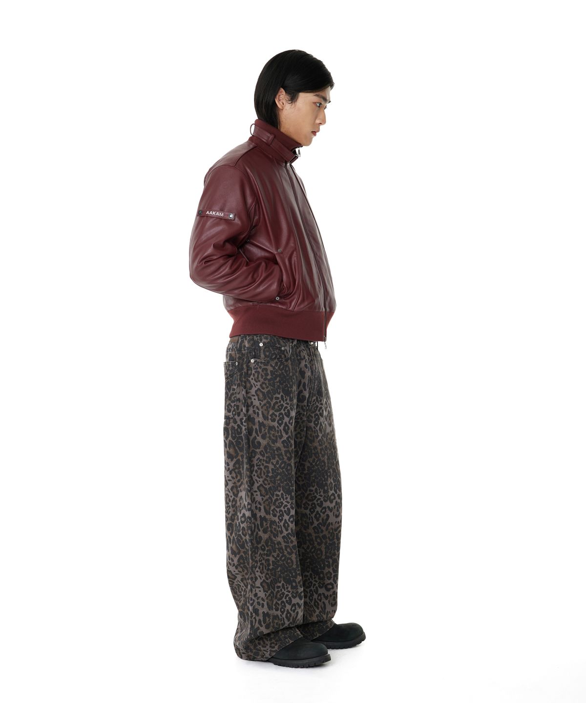 아캄(AAKAM) Leopard Pattern Cotton Pants (Purple)
