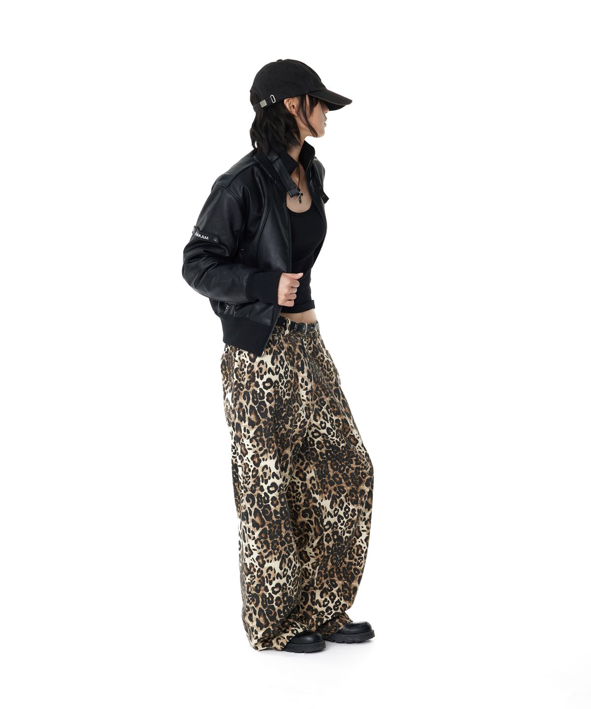 아캄(AAKAM) Leopard Pattern Cotton Pants (Brown)