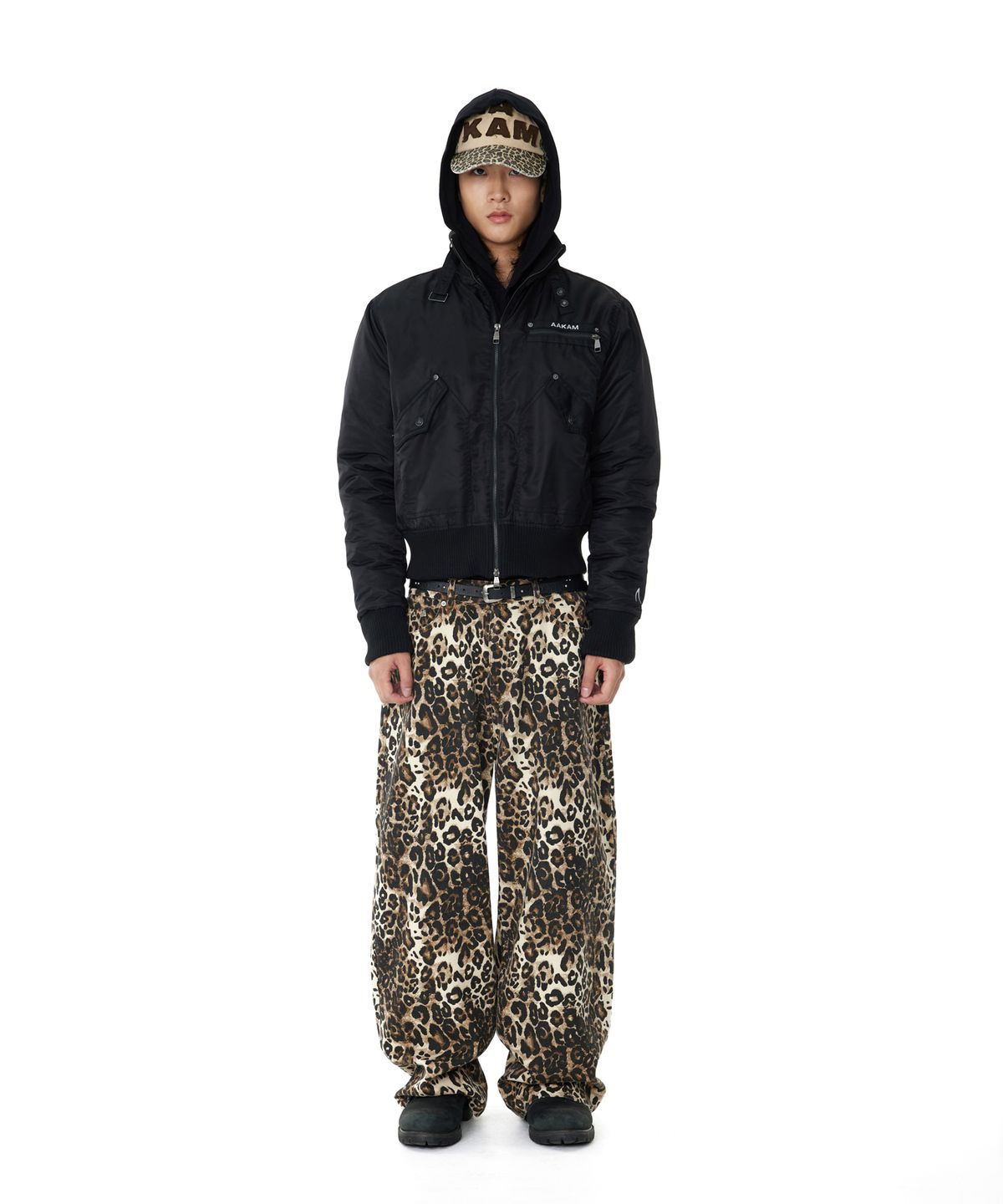아캄(AAKAM) Leopard Pattern Cotton Pants (Brown)
