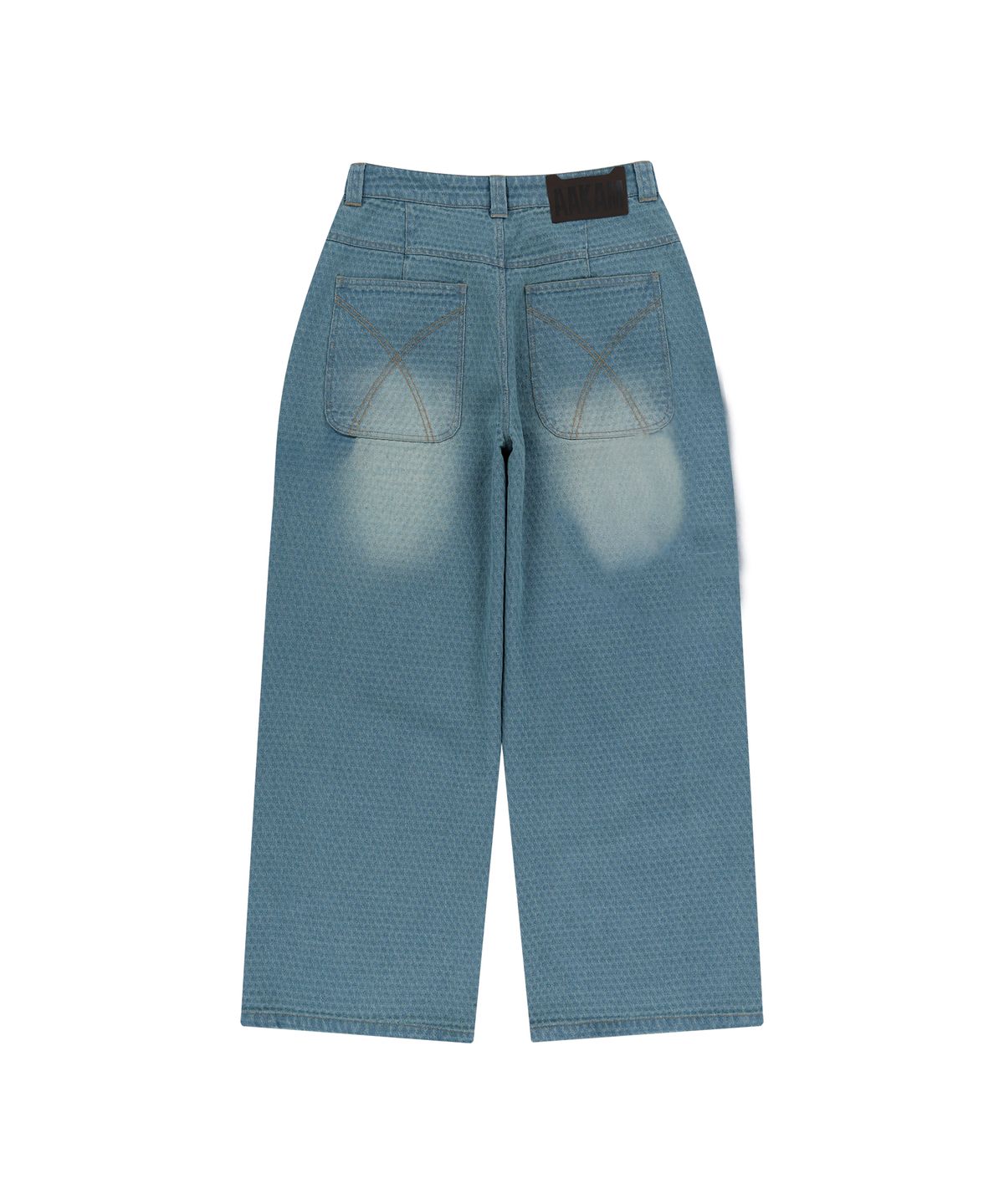 아캄(AAKAM) Grid Pattern Denim Pants (Washed Blue)