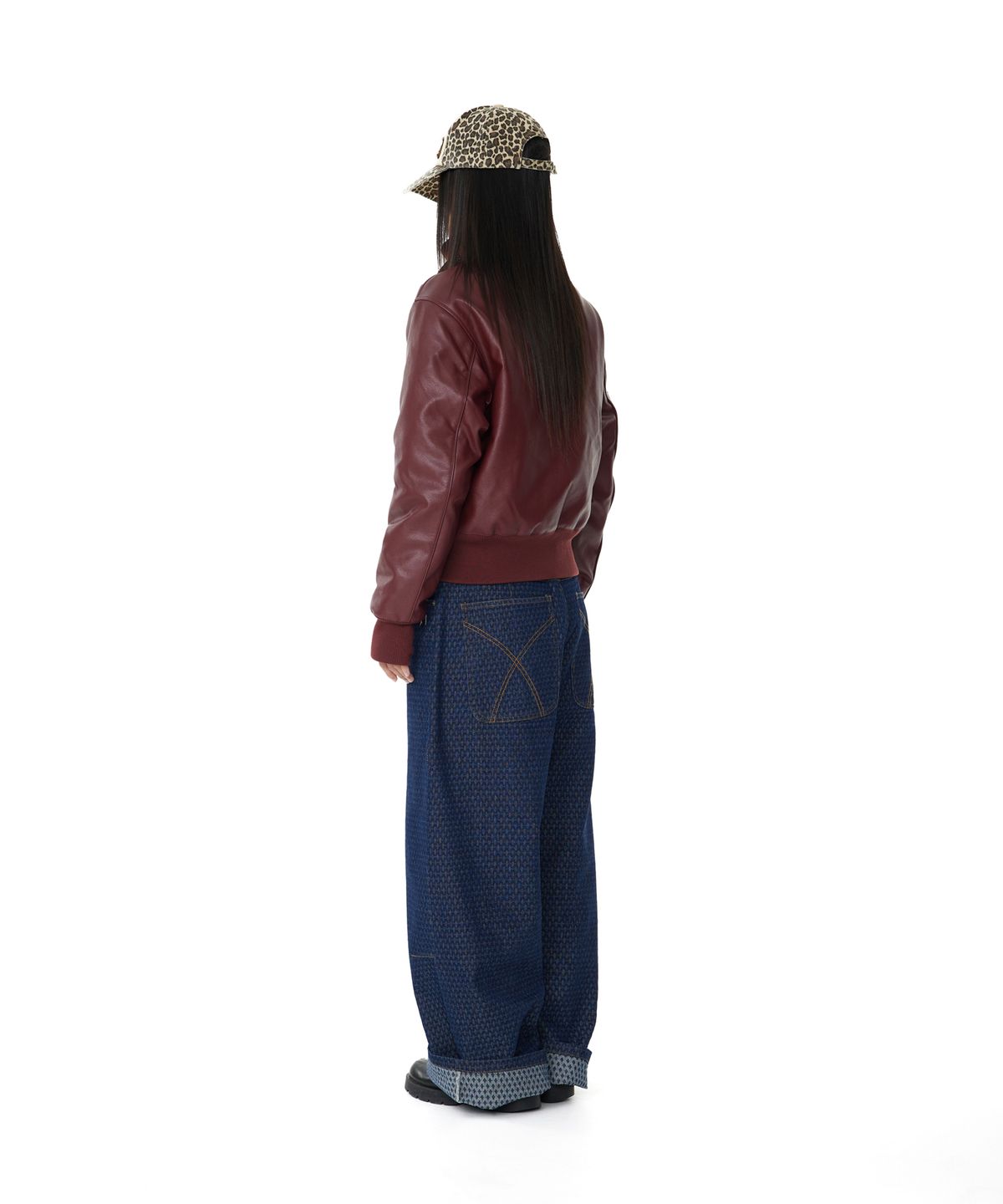 아캄(AAKAM) Grid Pattern Denim Pants (Blue)