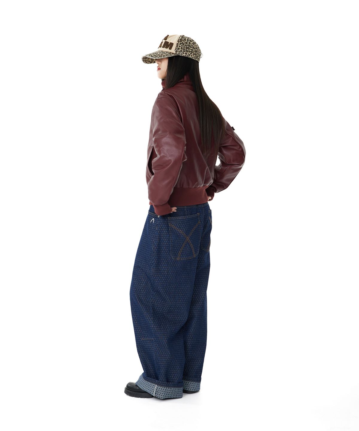 아캄(AAKAM) Grid Pattern Denim Pants (Blue)