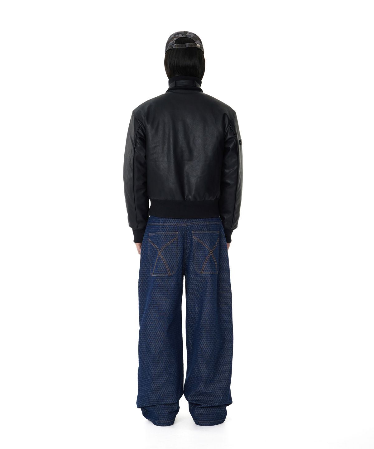 아캄(AAKAM) Grid Pattern Denim Pants (Blue)