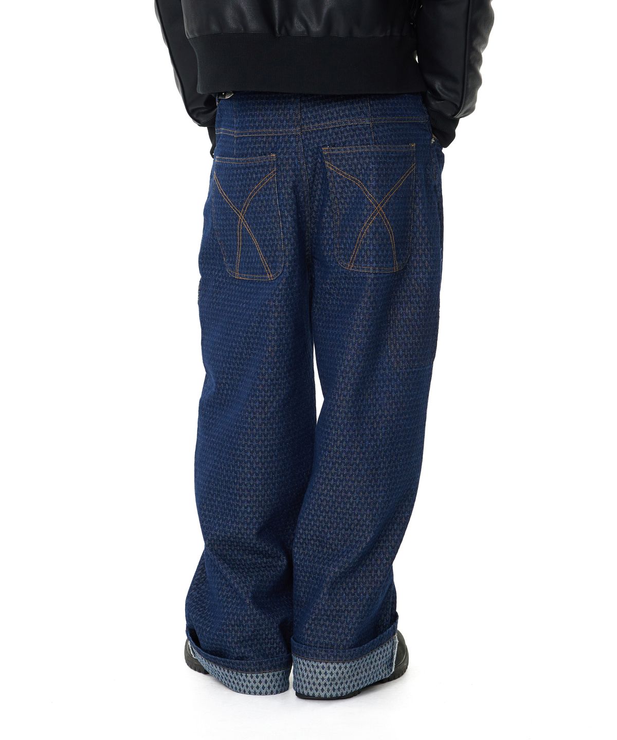 아캄(AAKAM) Grid Pattern Denim Pants (Blue)