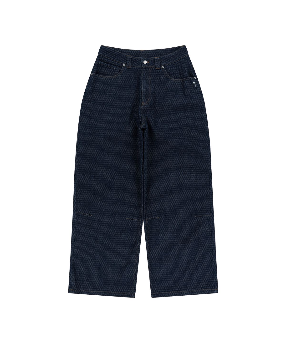 아캄(AAKAM) Grid Pattern Denim Pants (Blue)