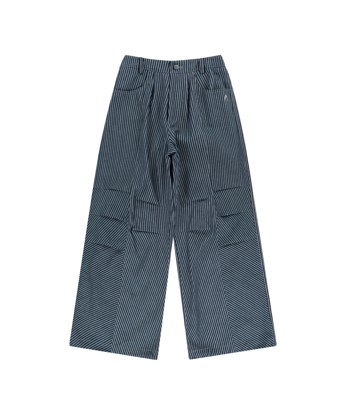 아캄(AAKAM) Knee Pin-tuck Stripe Denim Pants (Blue)