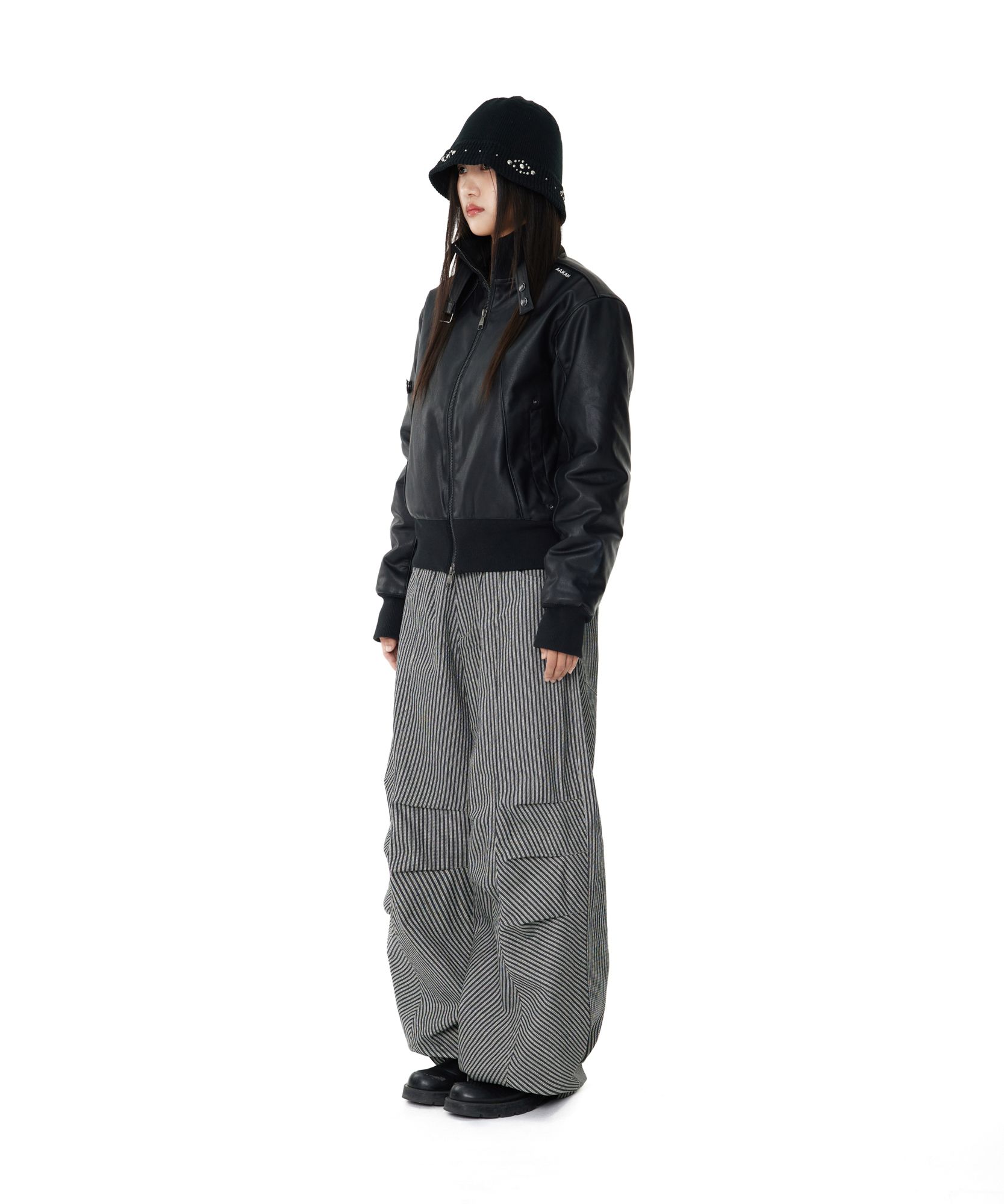 ◆AAKAM◆ 98 Printed Knee Pintuck Denim Pants Black MUSINSA | AAKAM 98 Printed Knee Pin-tuck Denim Pants (Black)
