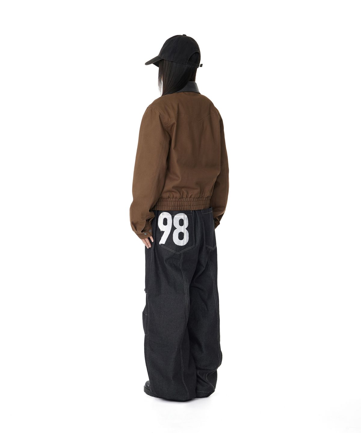 아캄(AAKAM) Contrast Leather Work Jacket (Brown)