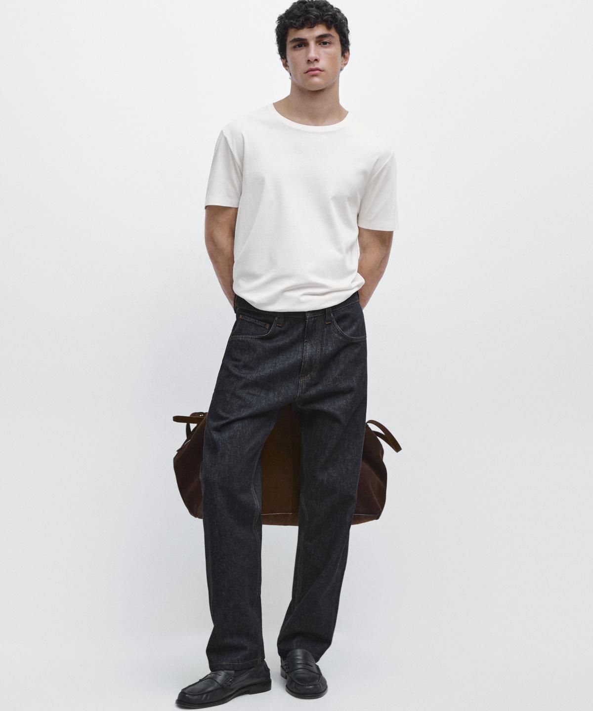 마시모두띠(MASSIMO DUTTI) 100% 머서라이즈 코튼 티셔츠